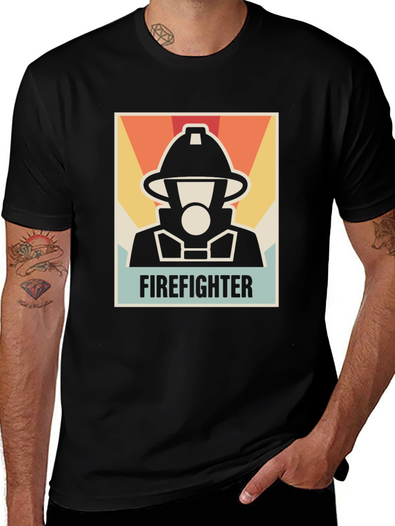 Variant 7 of Firefighter Graphic Tee - Black Cotton T-Shirt