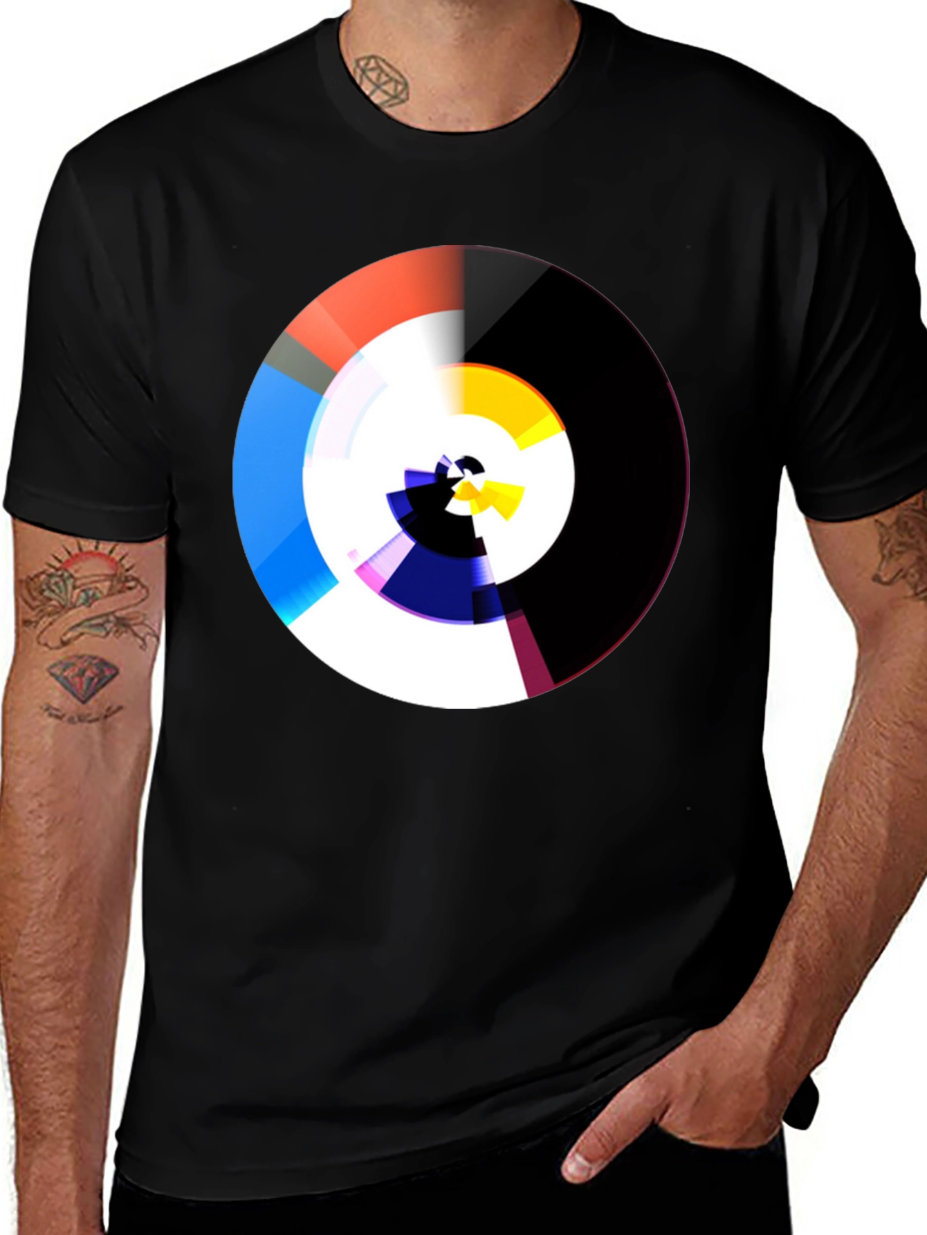 Variant 7 of Abstract Circle Graphic Print Black T-Shirt