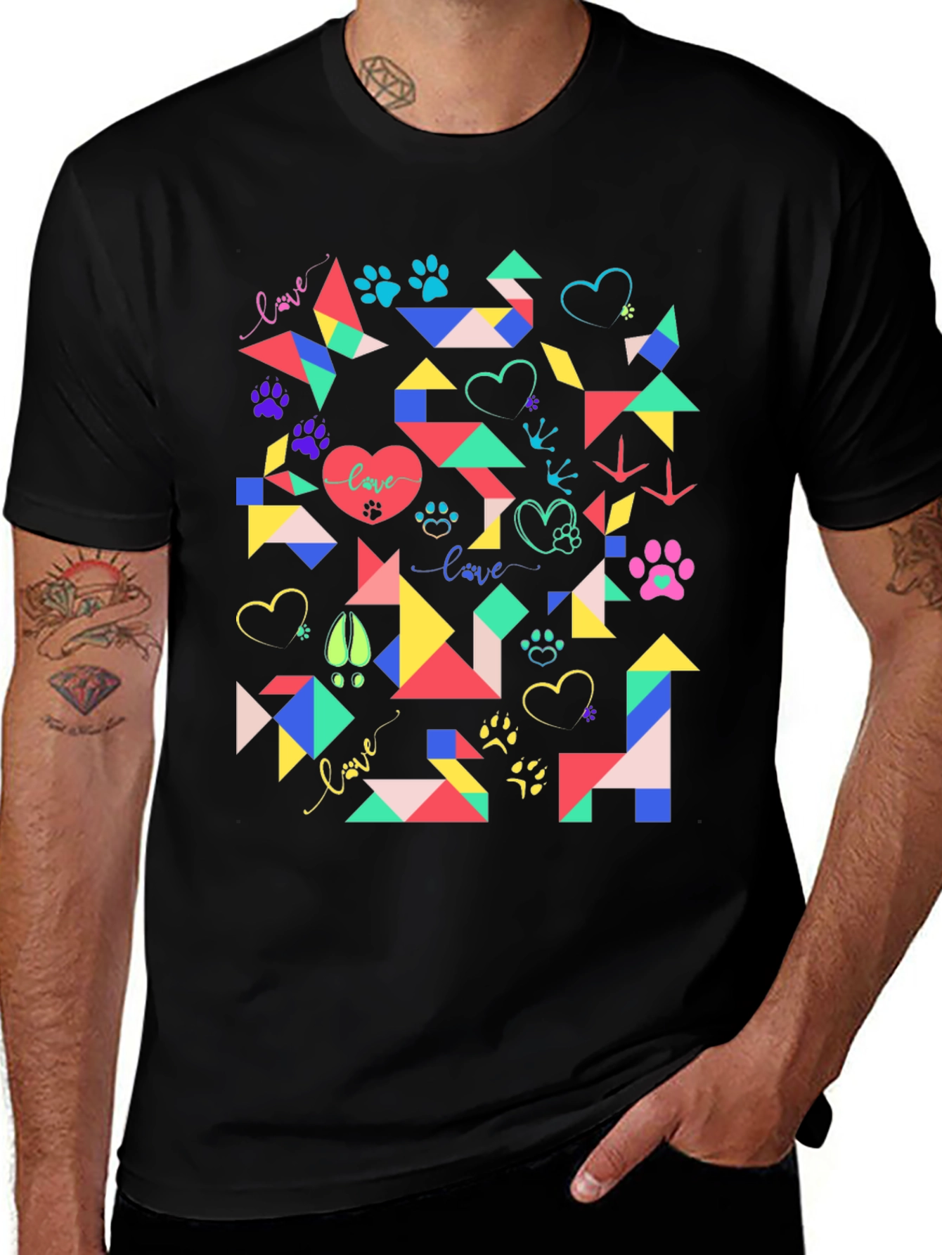 Variant 12 of Geometric Pet Lover's T-Shirt