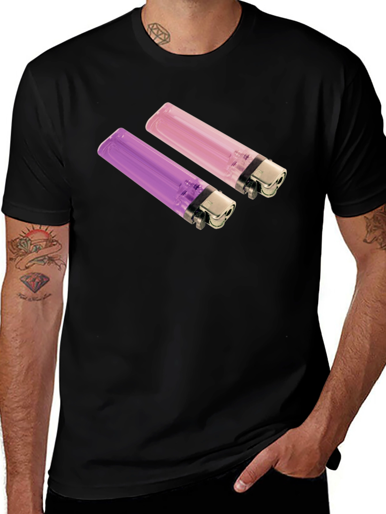 Variant 24 of Novelty Lighter Graphic Tee - Black Cotton Blend