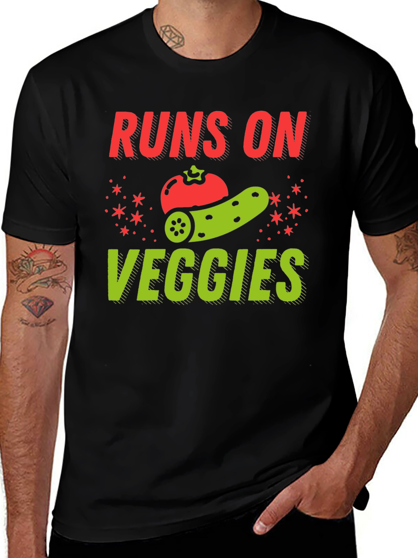Variant 20 of Runs on Veggies Graphic Tee - Vegan Shirt