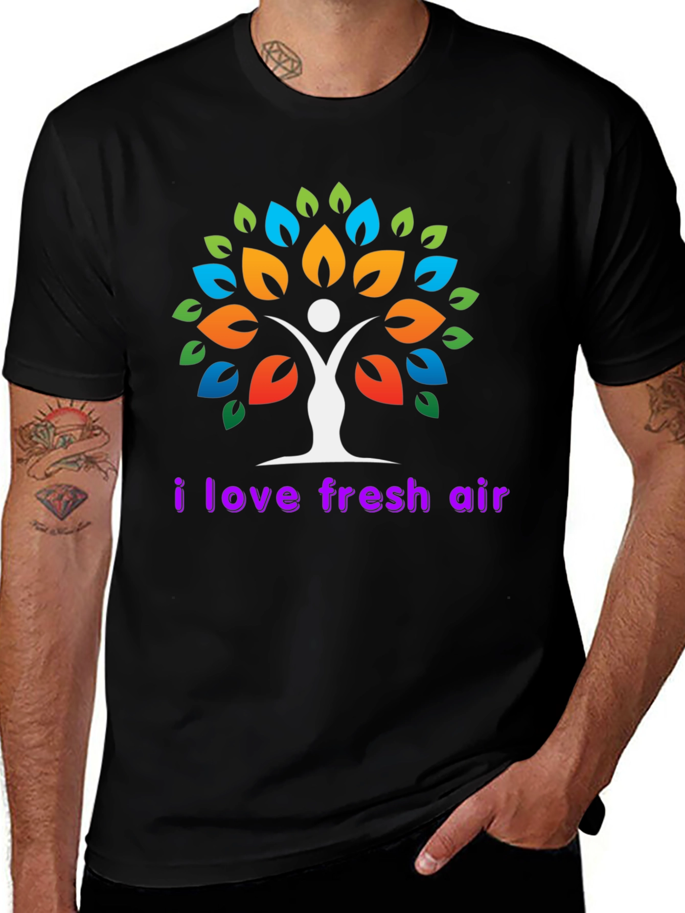 Variant 5 of Eco-Friendly 'I Love Fresh Air' Graphic T-Shirt