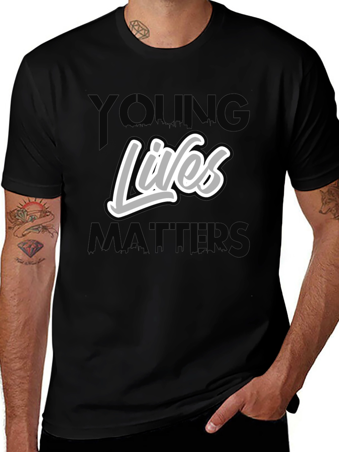 Variant 9 of Young Lives Matter Graphic Tee - Black