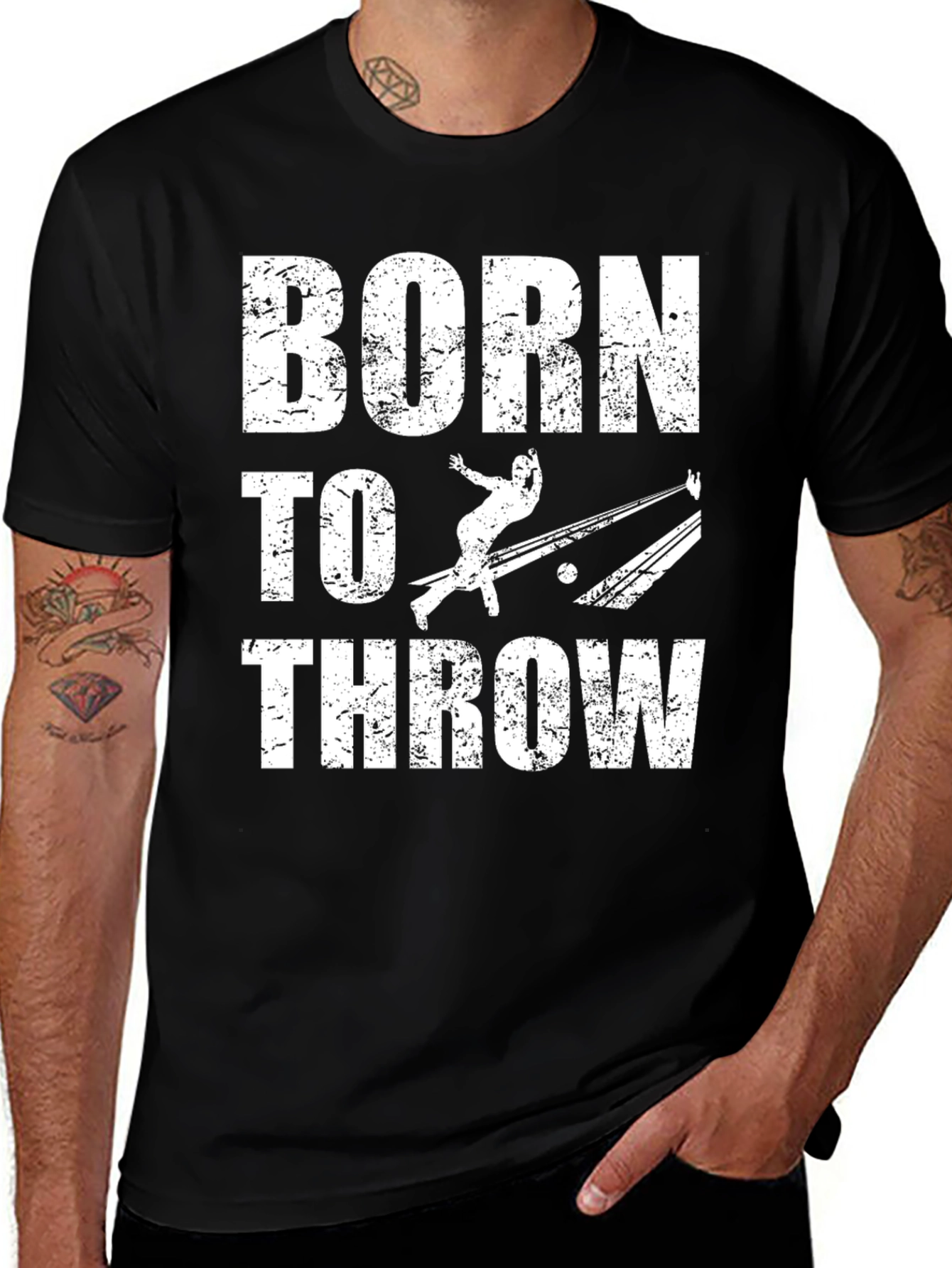 Variant 28 of Born to Throw Graphic Tee Bowling T-Shirt