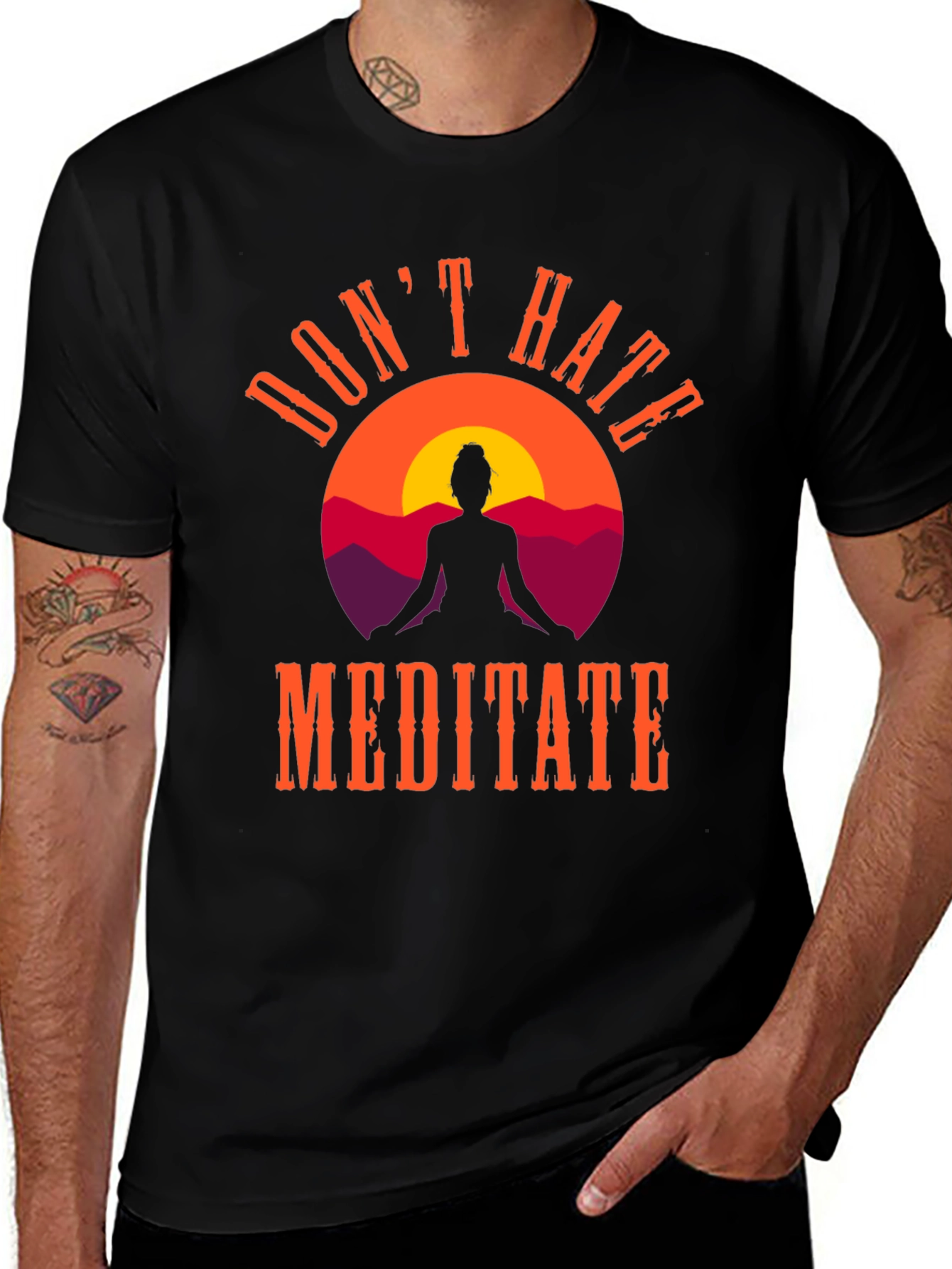 Variant 13 of Don't Hate Meditate Graphic Tee - Black