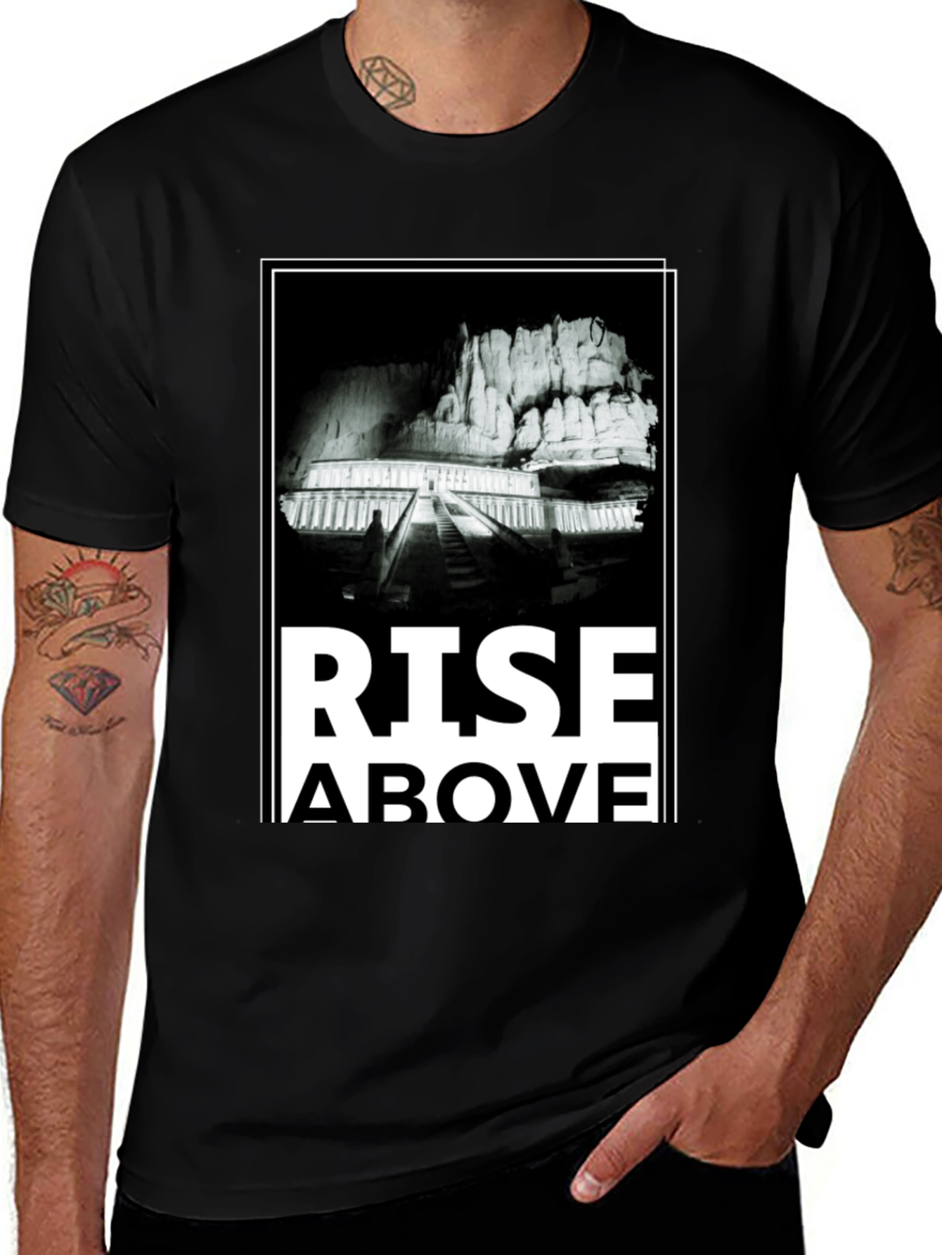Rise Above Graphic Tee - Men's Black T-Shirt