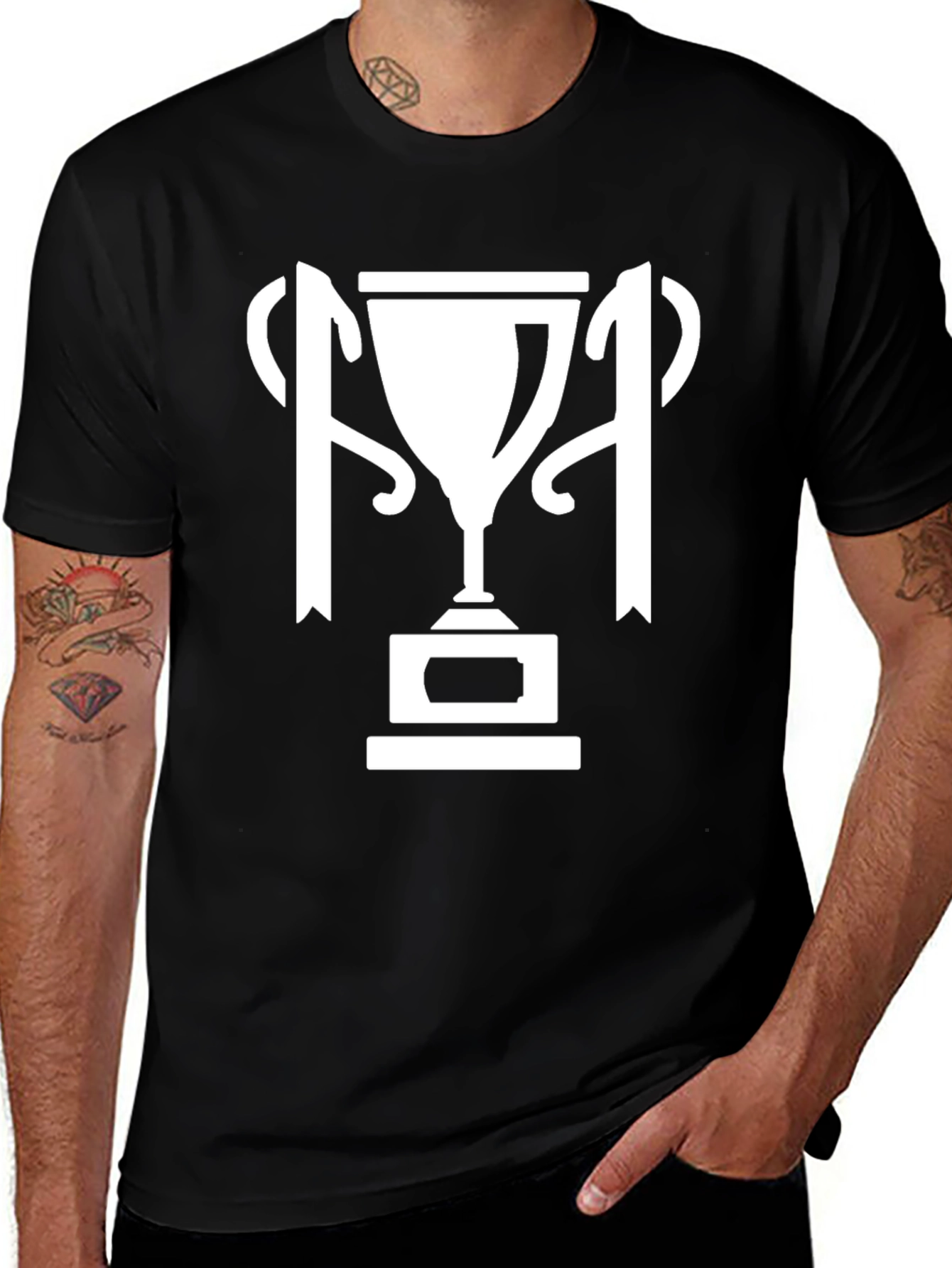 Trophy Graphic Tee - Men's Black Cotton T-Shirt