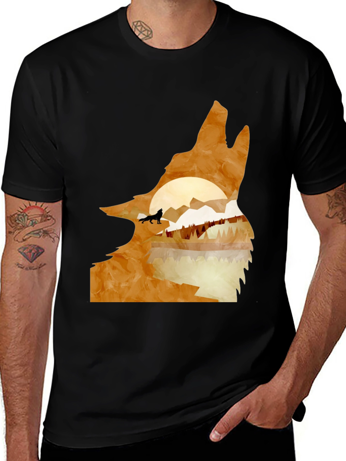 Variant 20 of Wolf Silhouette Nature T-Shirt