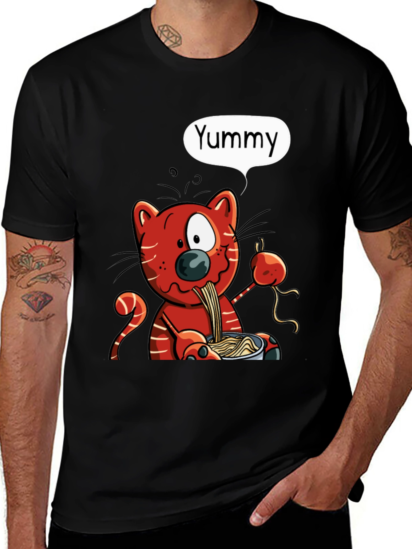 Variant 22 of Yummy Cat Ramen Graphic T-Shirt - Black