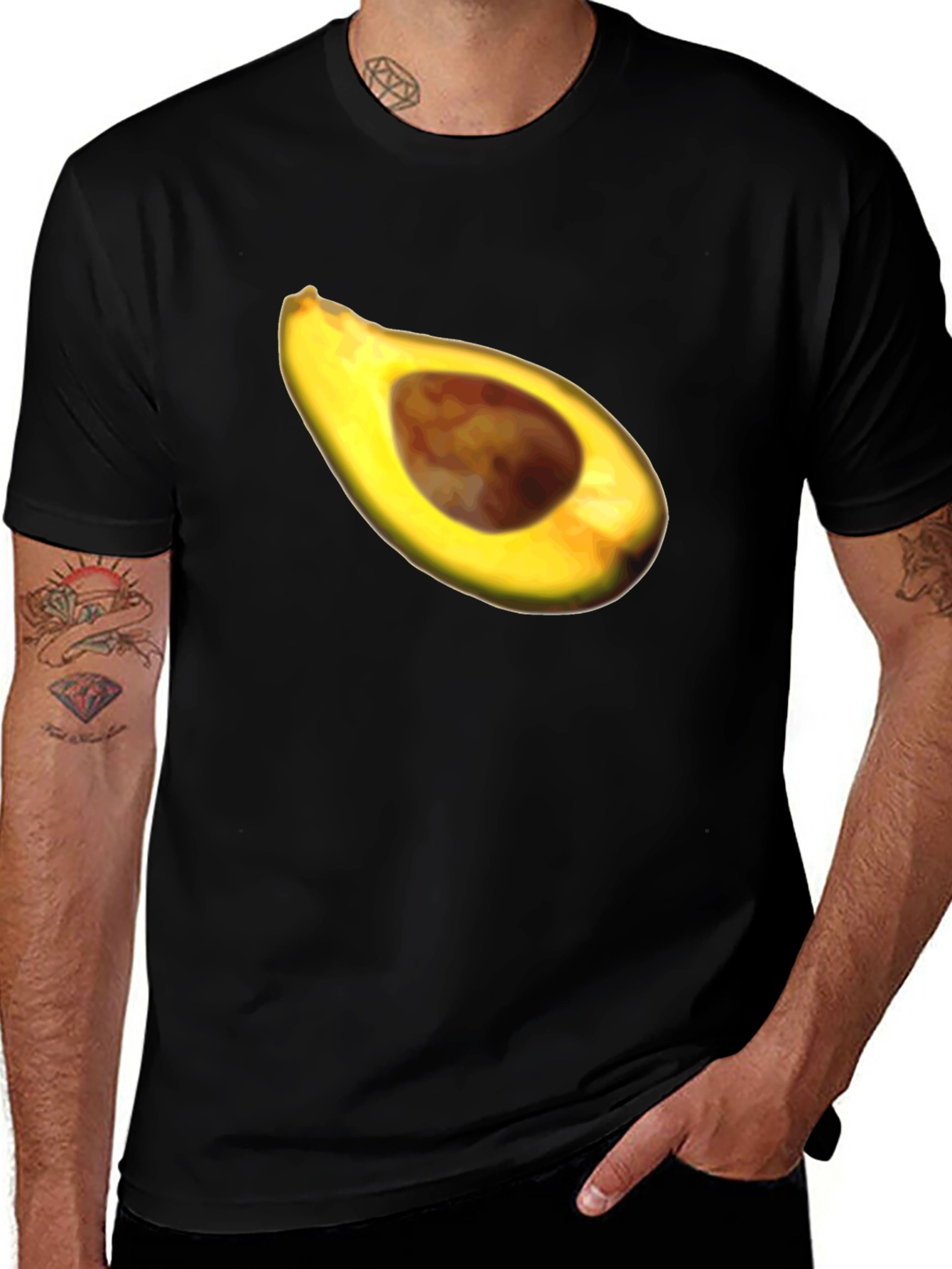 Variant 2 of Avocado Slice Graphic Tee - Casual Black T-Shirt