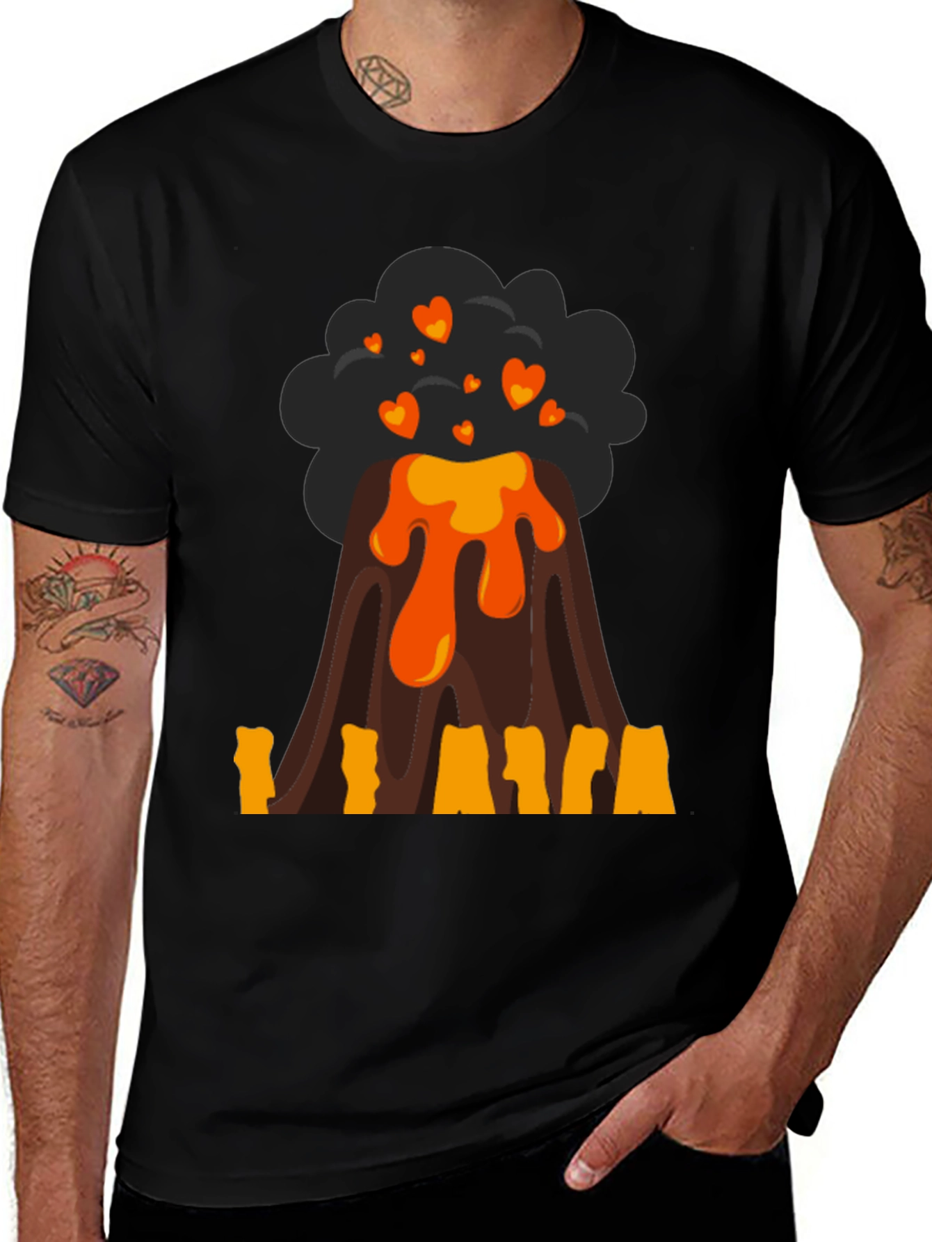 Variant 20 of Volcano Heart Lava Men's Black T-Shirt