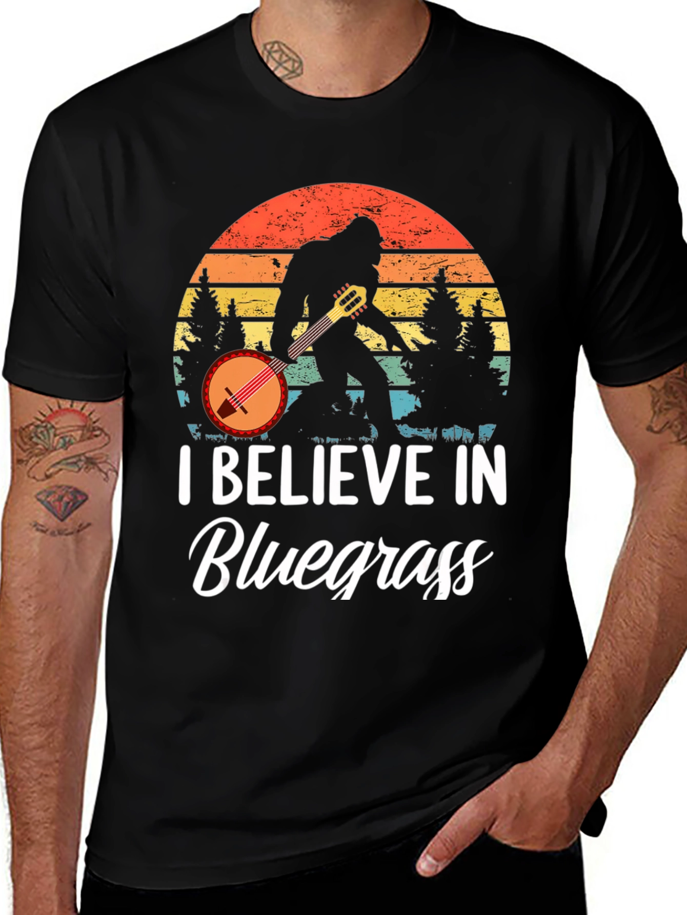 Variant 17 of I Believe In Bluegrass Music Bigfoot T-Shirt