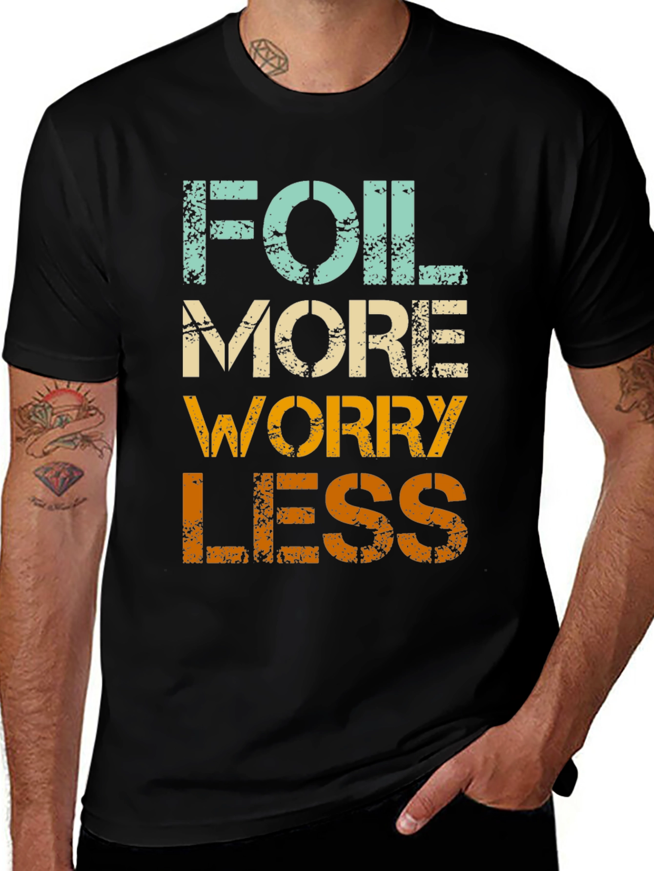 Variant 26 of Foil More Worry Less Graphic Tee - Stylish Casual T-Shirt