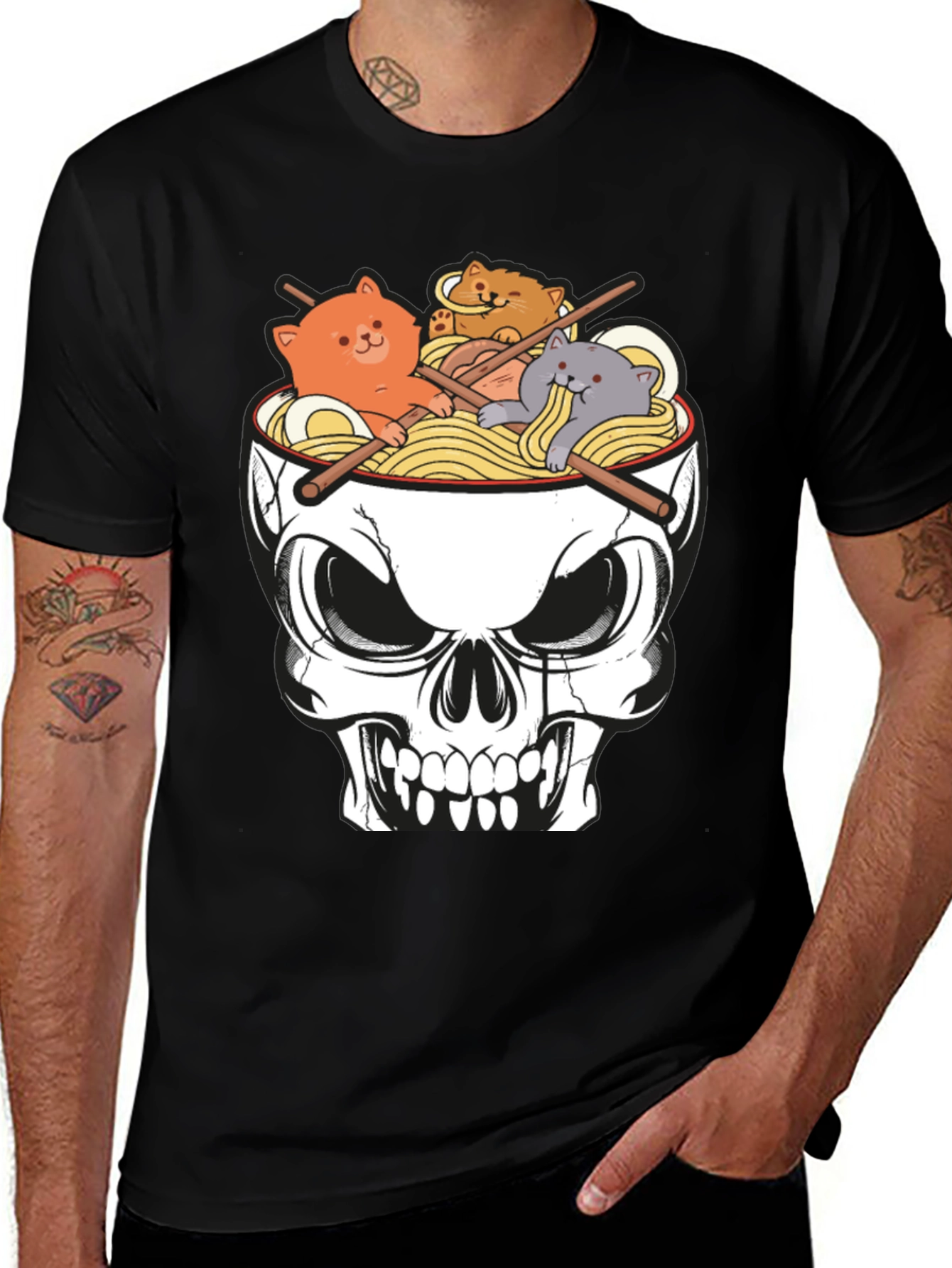Variant 3 of Skull Ramen Cat T-Shirt
