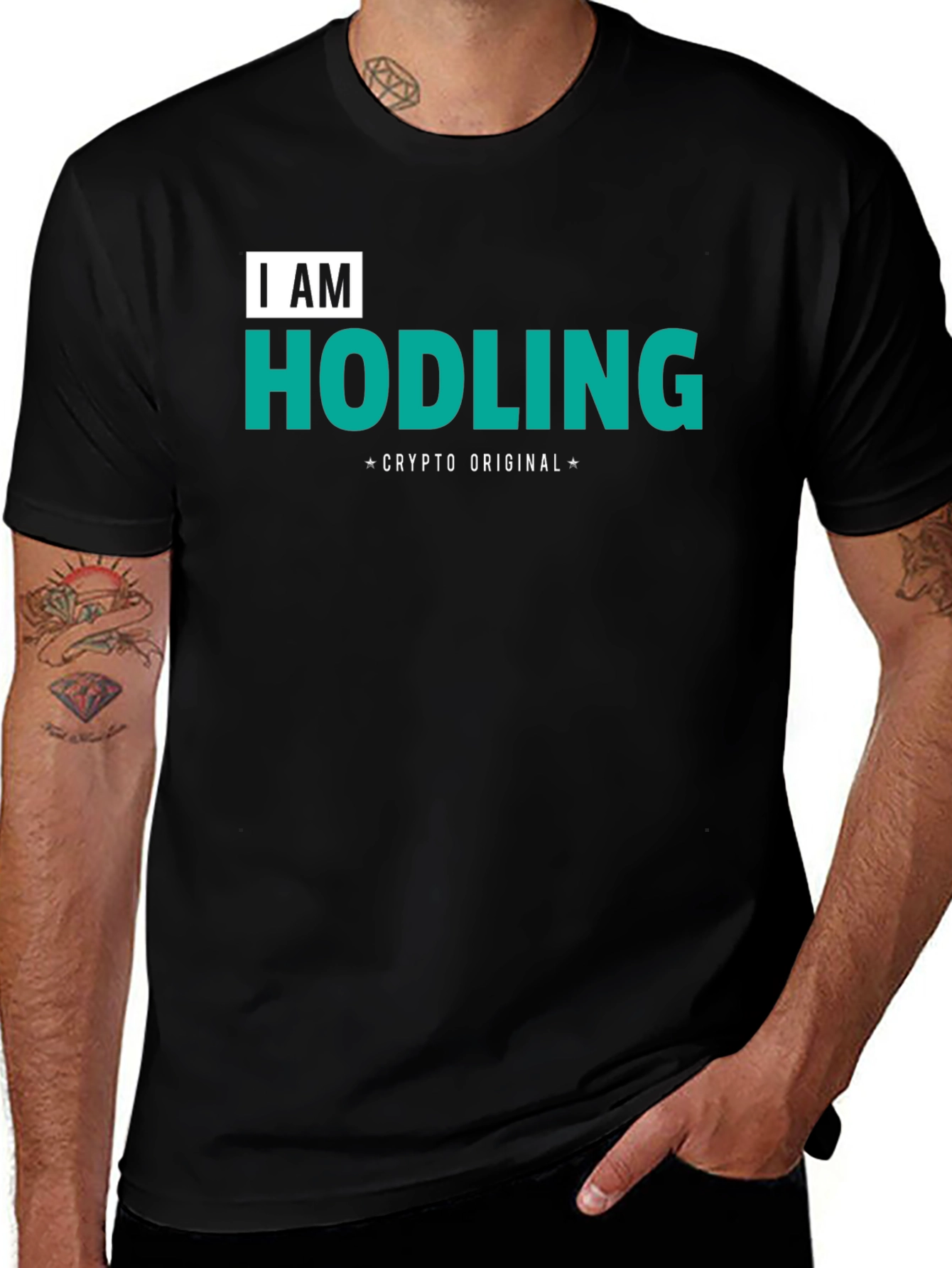 Variant 26 of I Am Hodling Crypto Original Black T-Shirt