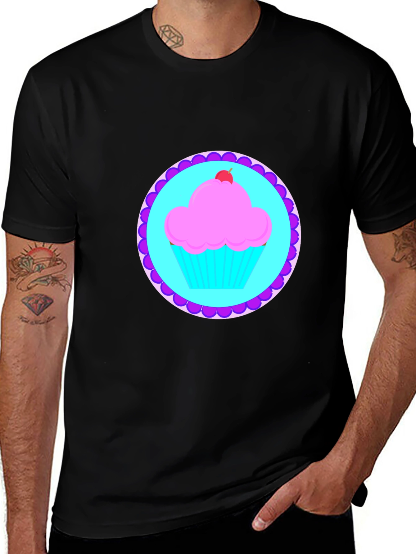 Variant 28 of Cupcake Graphic Black T-Shirt