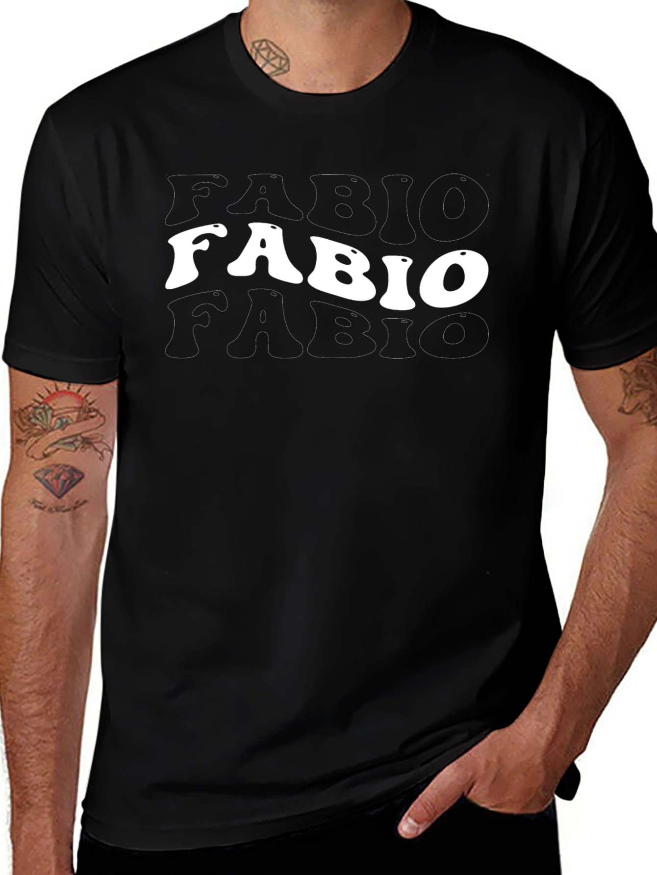 Variant 11 of Fabio Tee - Retro Style Cotton Blend Graphic T-Shirt