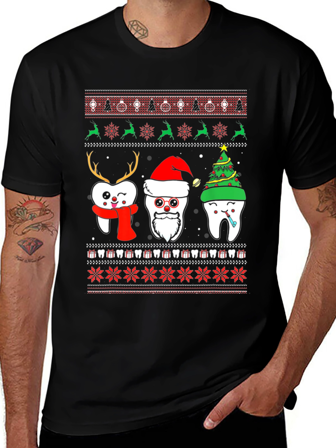Variant 11 of Festive Tooth Christmas Ugly Sweater T-Shirt