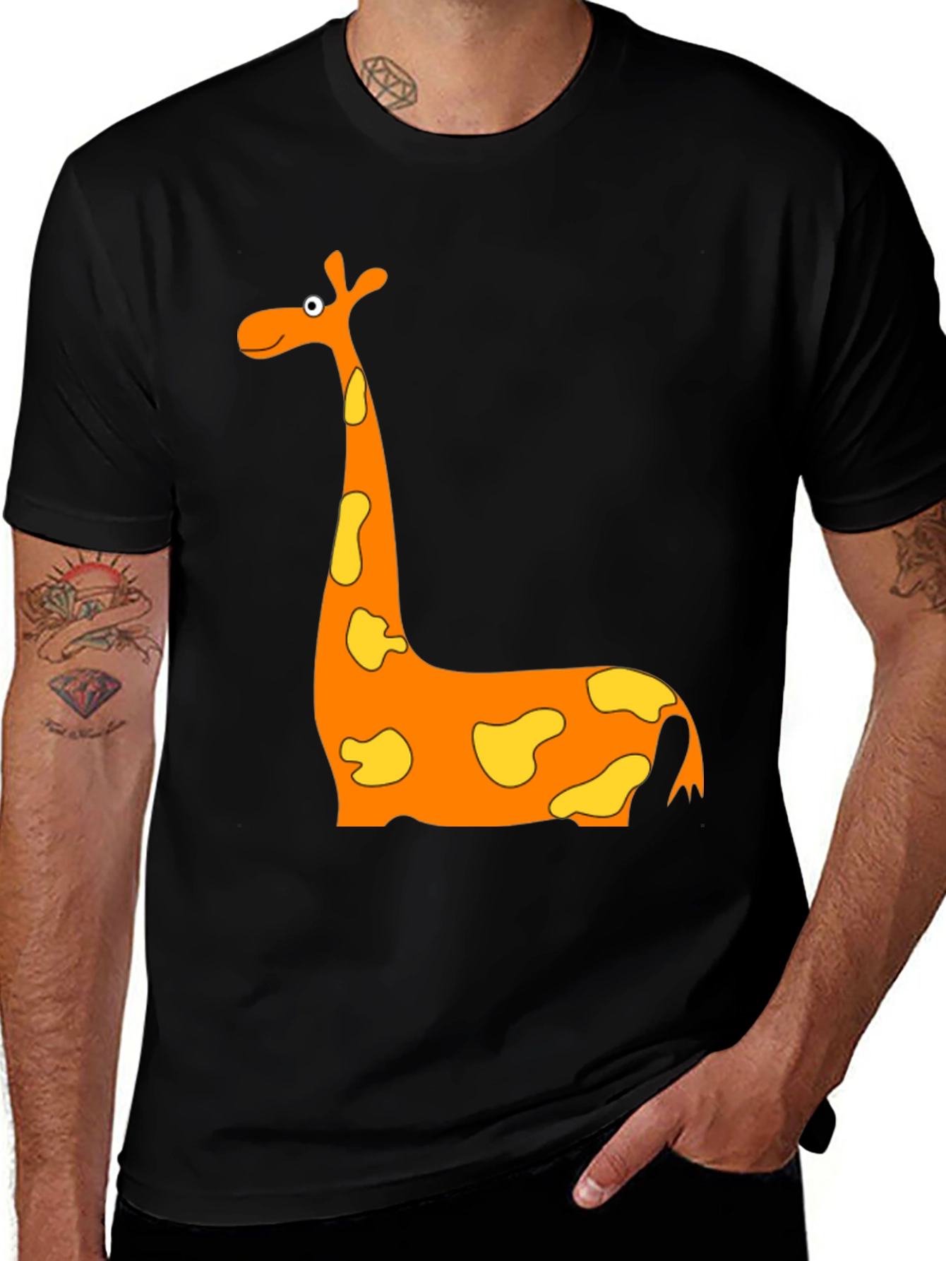 Variant 10 of Cartoon Giraffe Graphic T-Shirt - Black