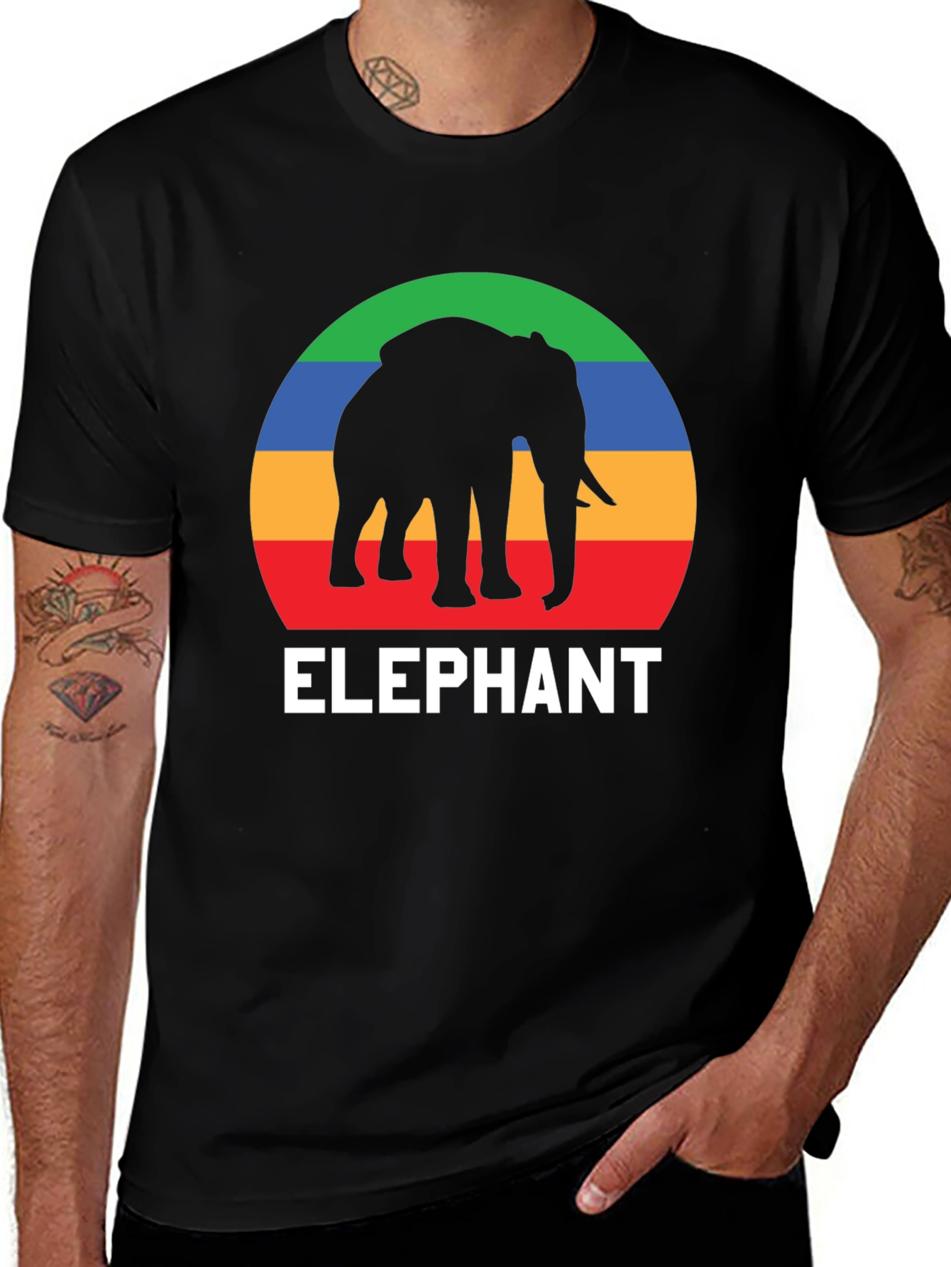 Variant 5 of Elephant Graphic T-Shirt - Retro Style