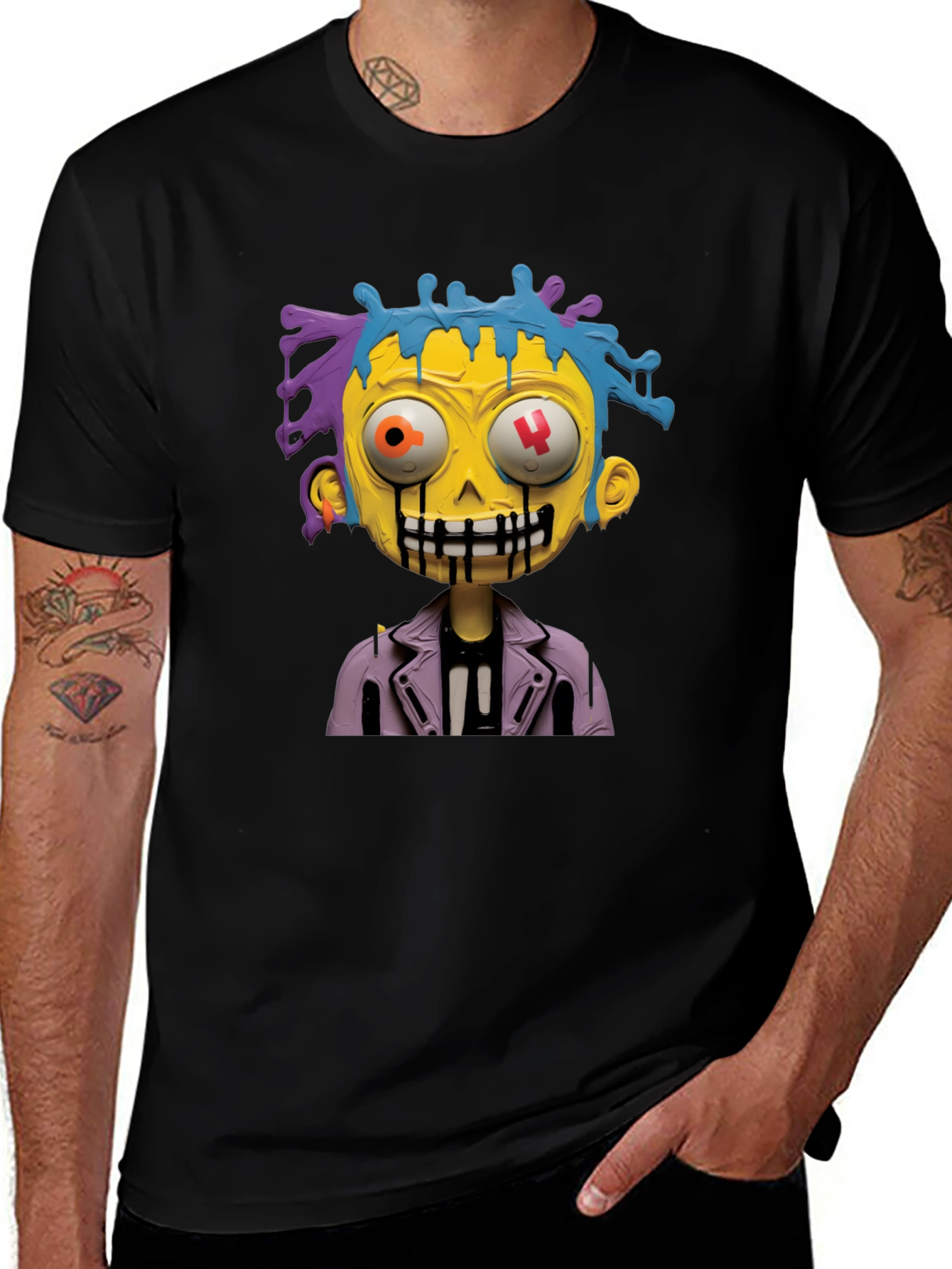 Variant 21 of Cartoon Zombie Graphic Tee - Stylish Men's Black T-Shirt