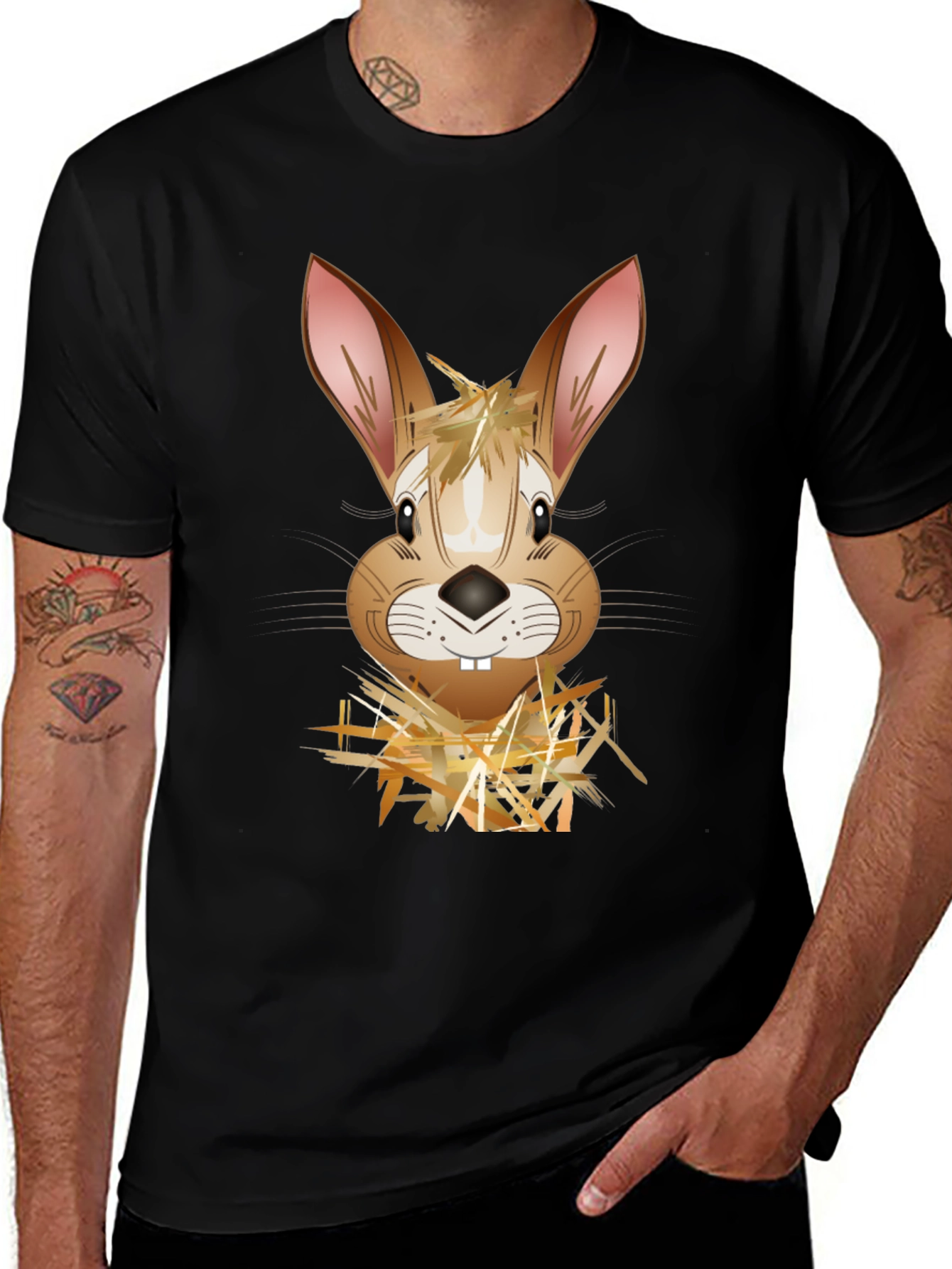 Variant 20 of Rabbit Graphic Black T-Shirt