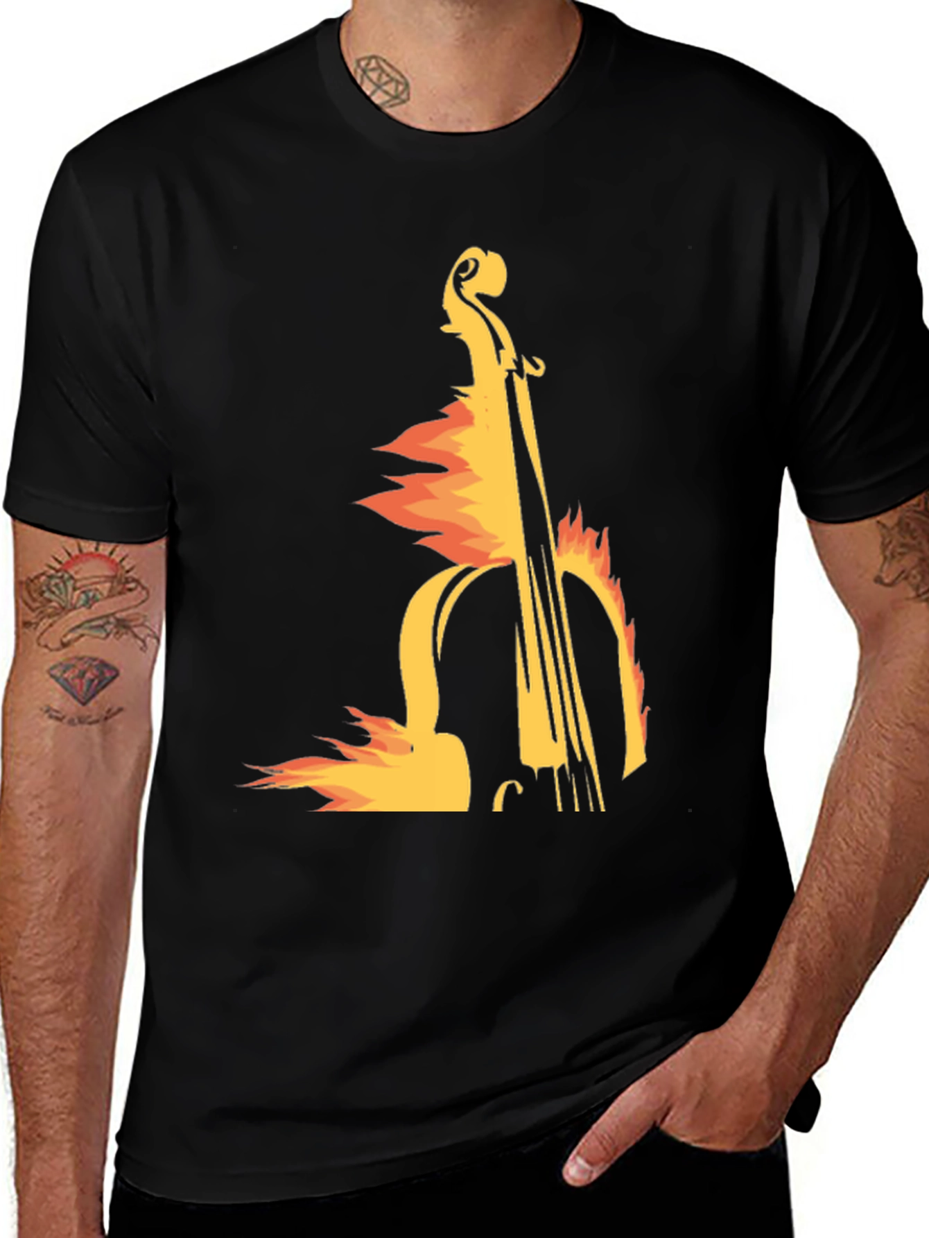 Variant 8 of Fiery Cello Graphic Tee - Black