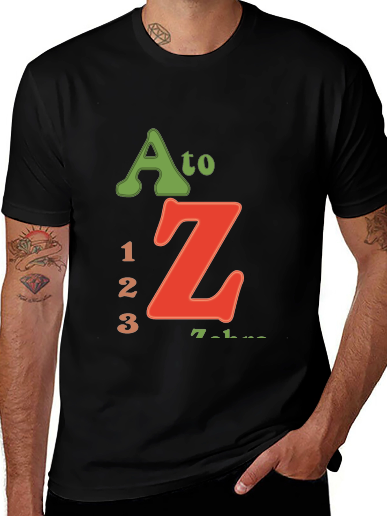 Variant 7 of A to Z, 123 Black Graphic T-Shirt