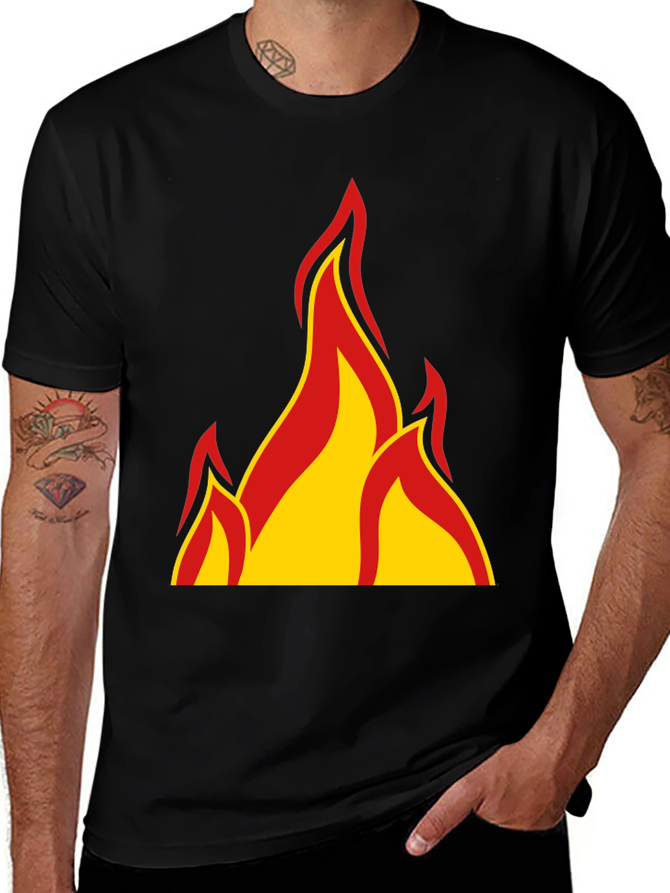 Variant 27 of Flaming Hot Graphic Tee - Black Cotton T-Shirt