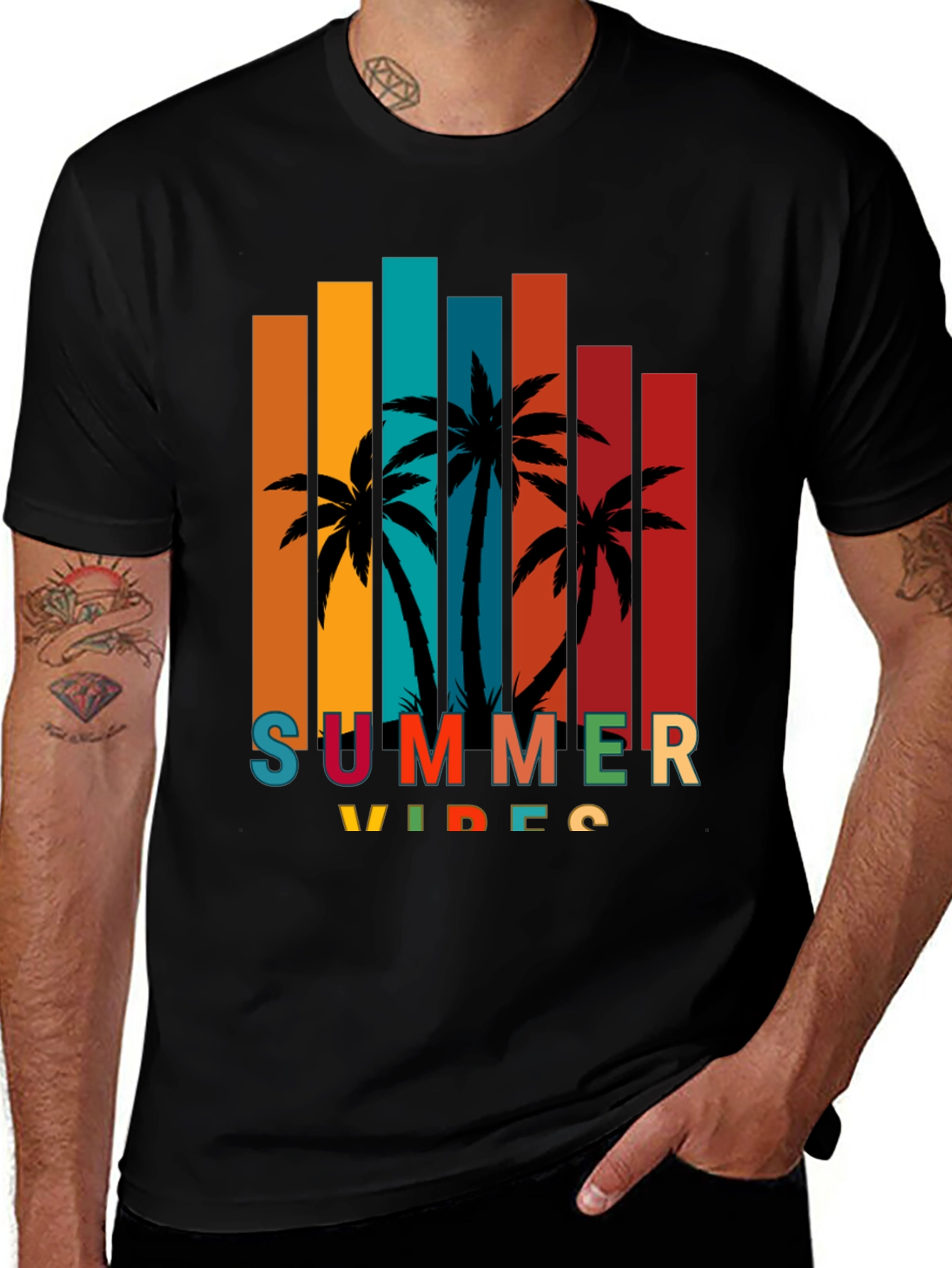 Variant 26 of Summer Vibes Palm Tree Graphic Tee - Tropical Holiday Shirt