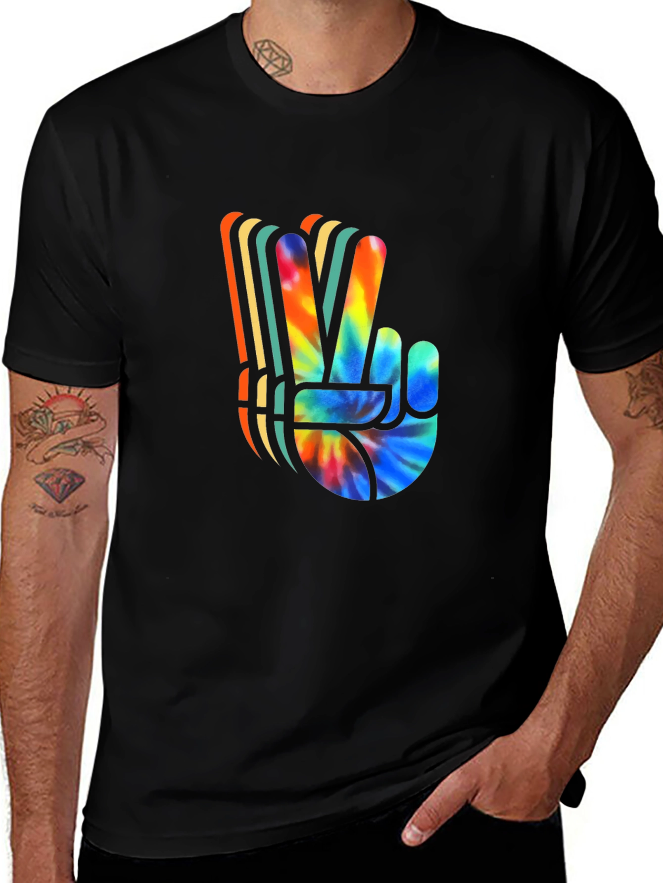 Variant 30 of Retro Peace Sign Tie-Dye Graphic T-Shirt