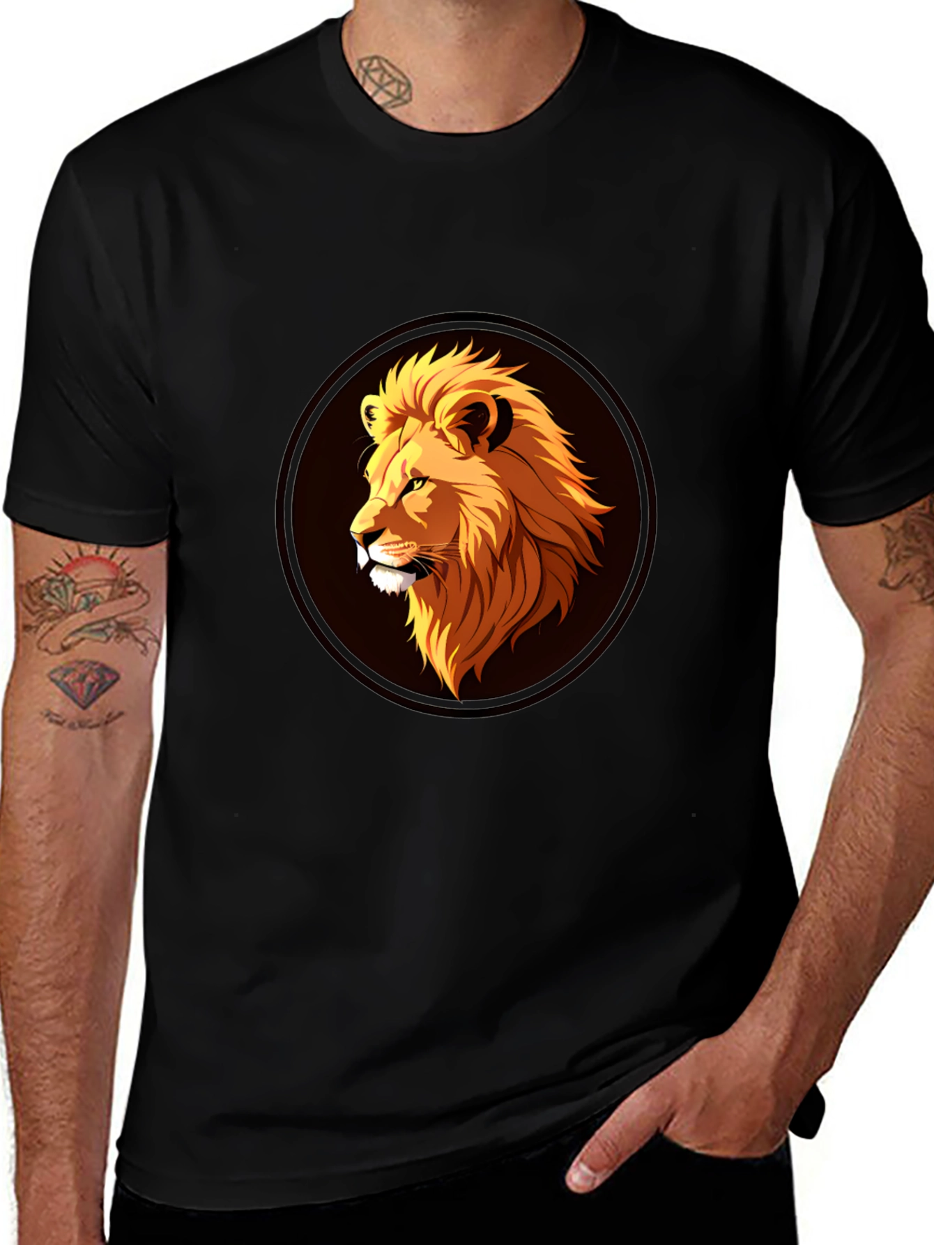 Black Lion Graphic Black T-Shirt - Stylish Men's Apparel main image