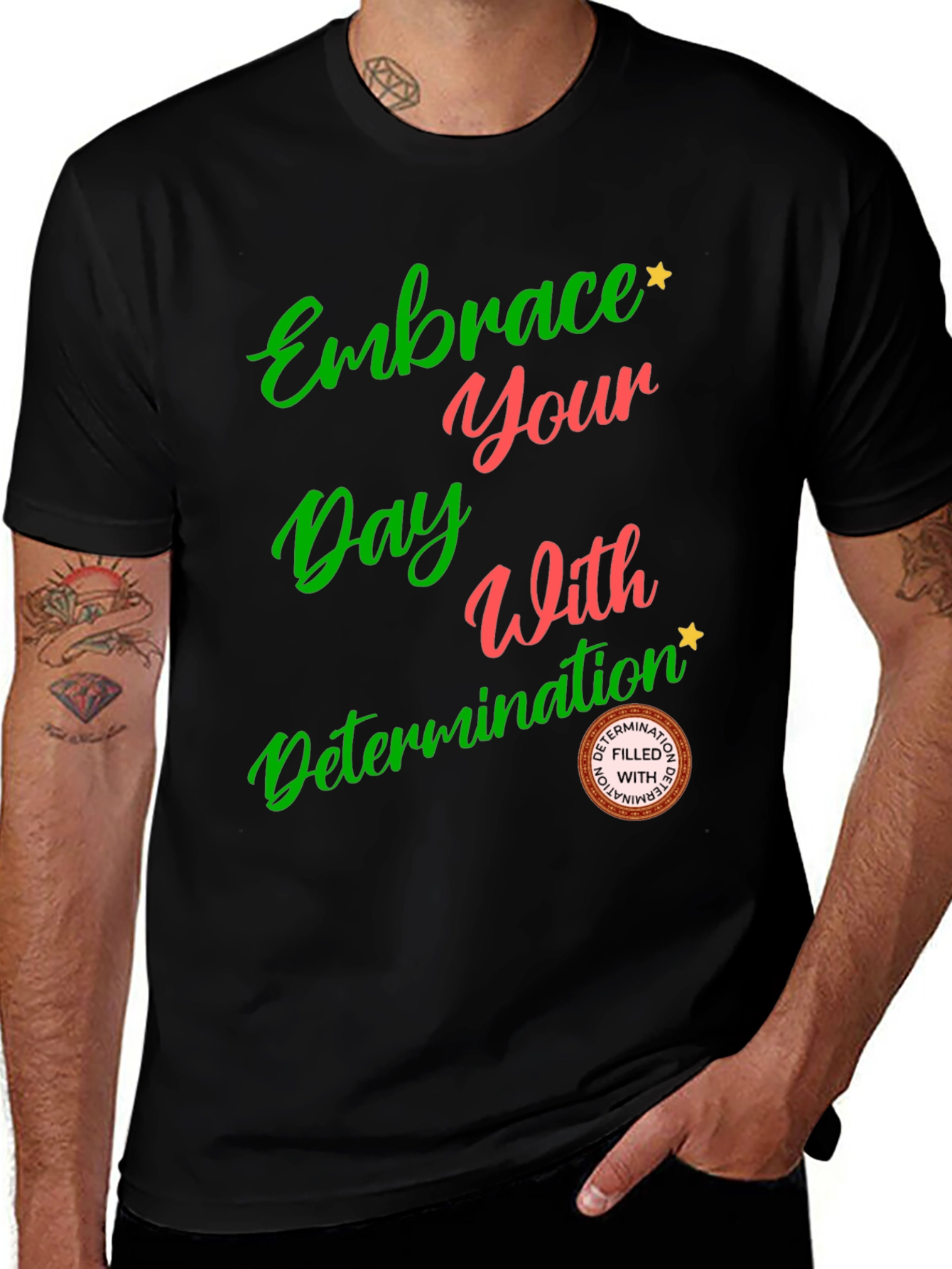 Variant 10 of Embrace Your Day Graphic Tee - Motivational Black T-Shirt