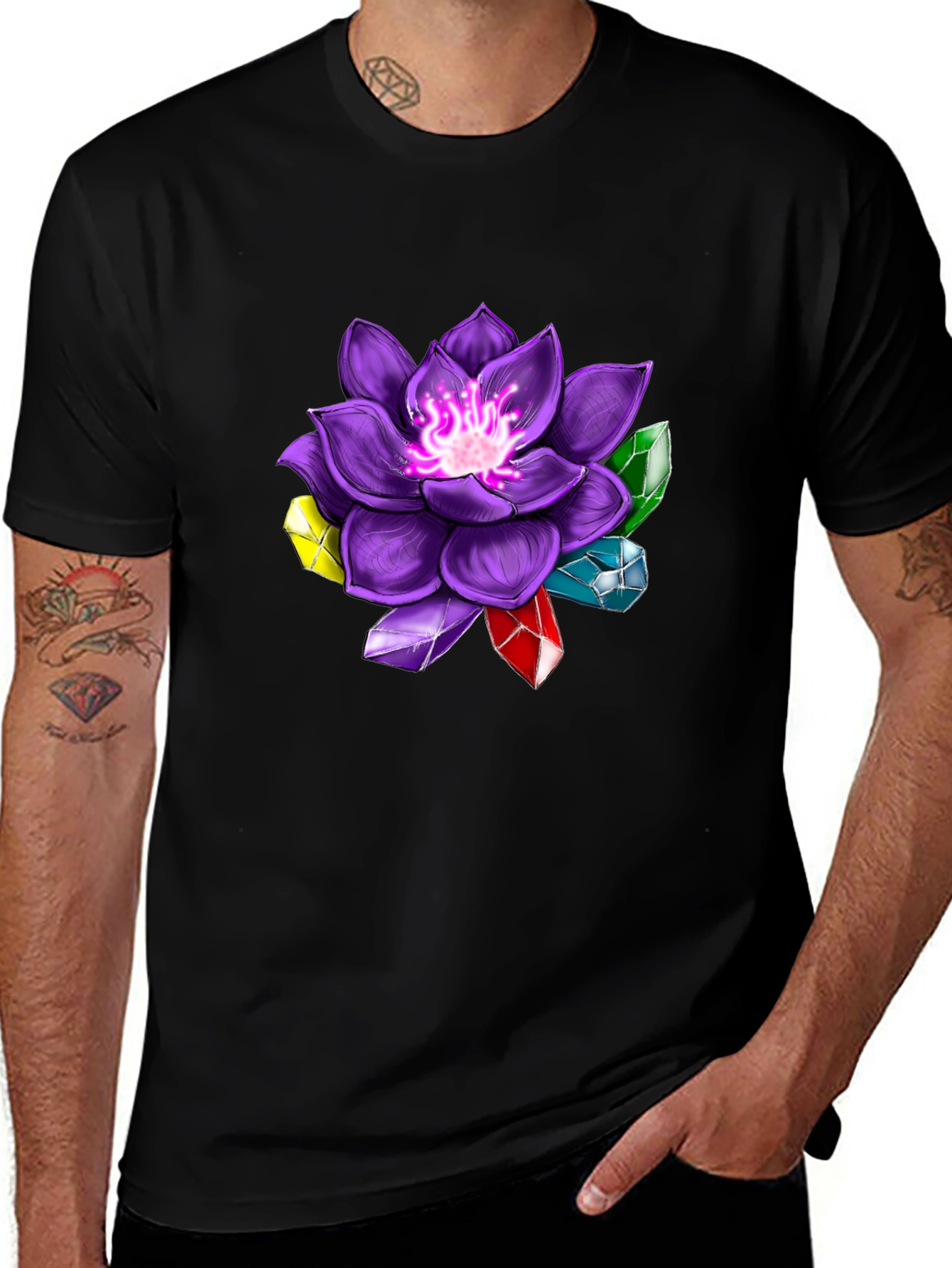 Variant 26 of Mystic Flower Gem T-Shirt - Unique Graphic Tee