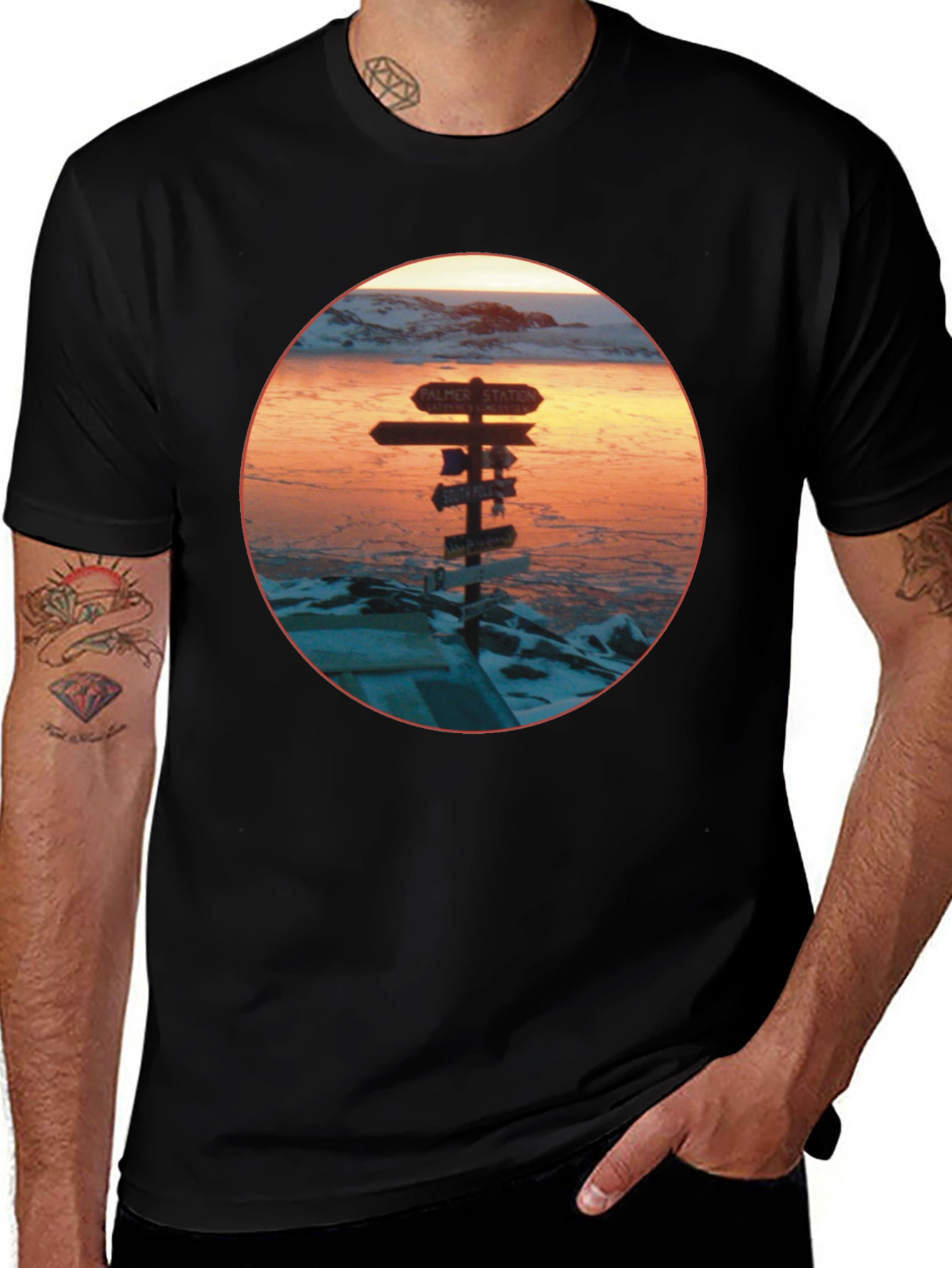 Antarctica Signpost Graphic Tee