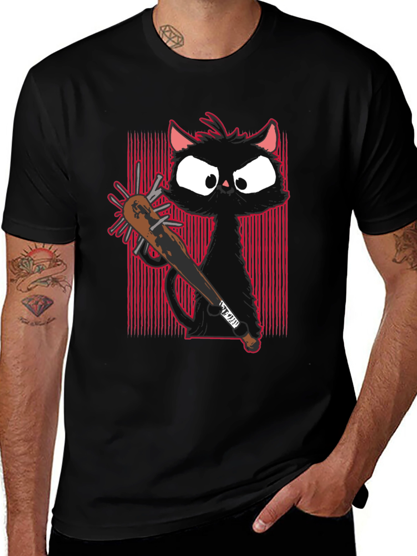 Variant 24 of Black Cat Baseball Bat Graphic T-Shirt