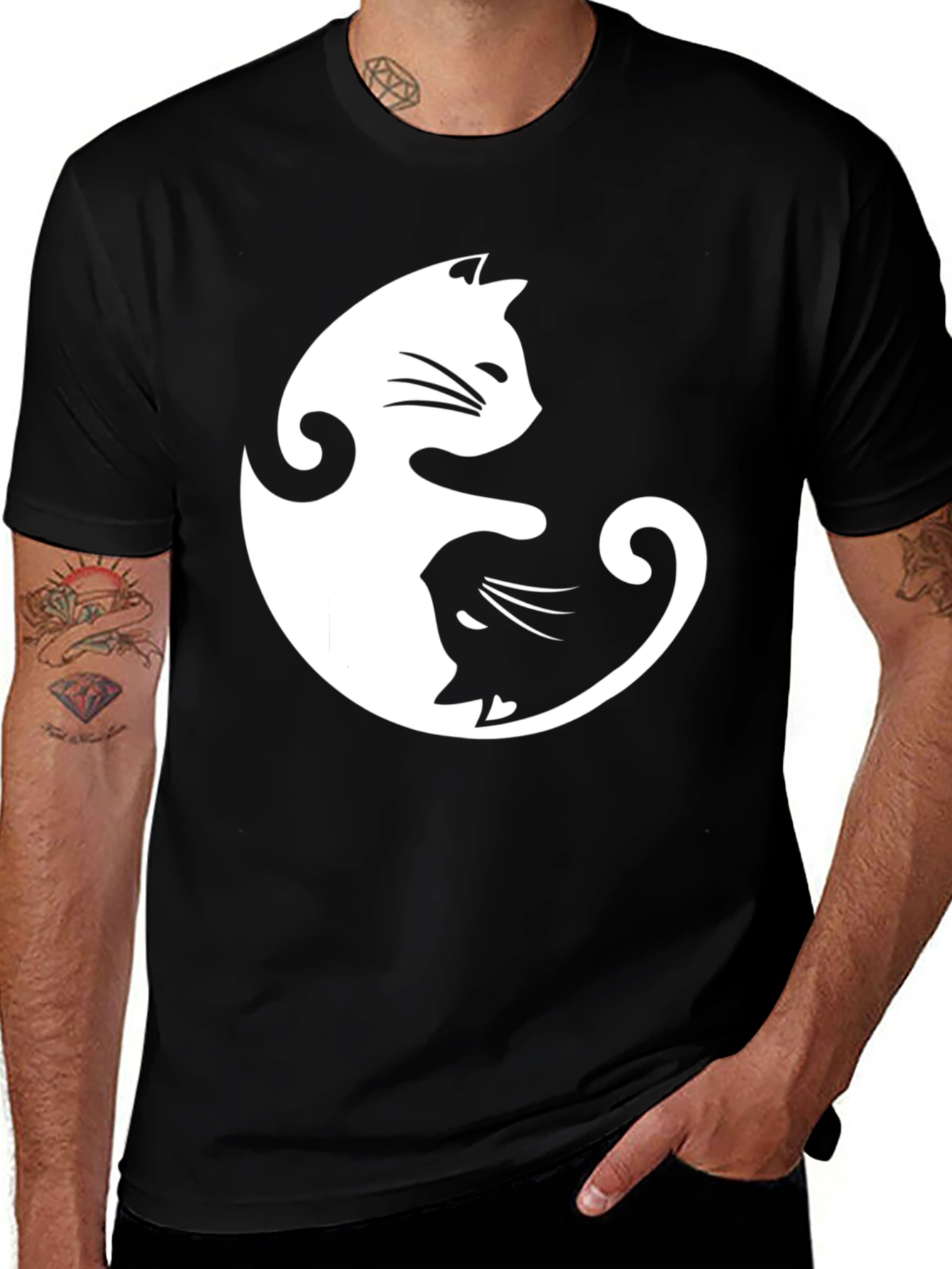 Variant 19 of Yin Yang Cats Black Graphic Tee