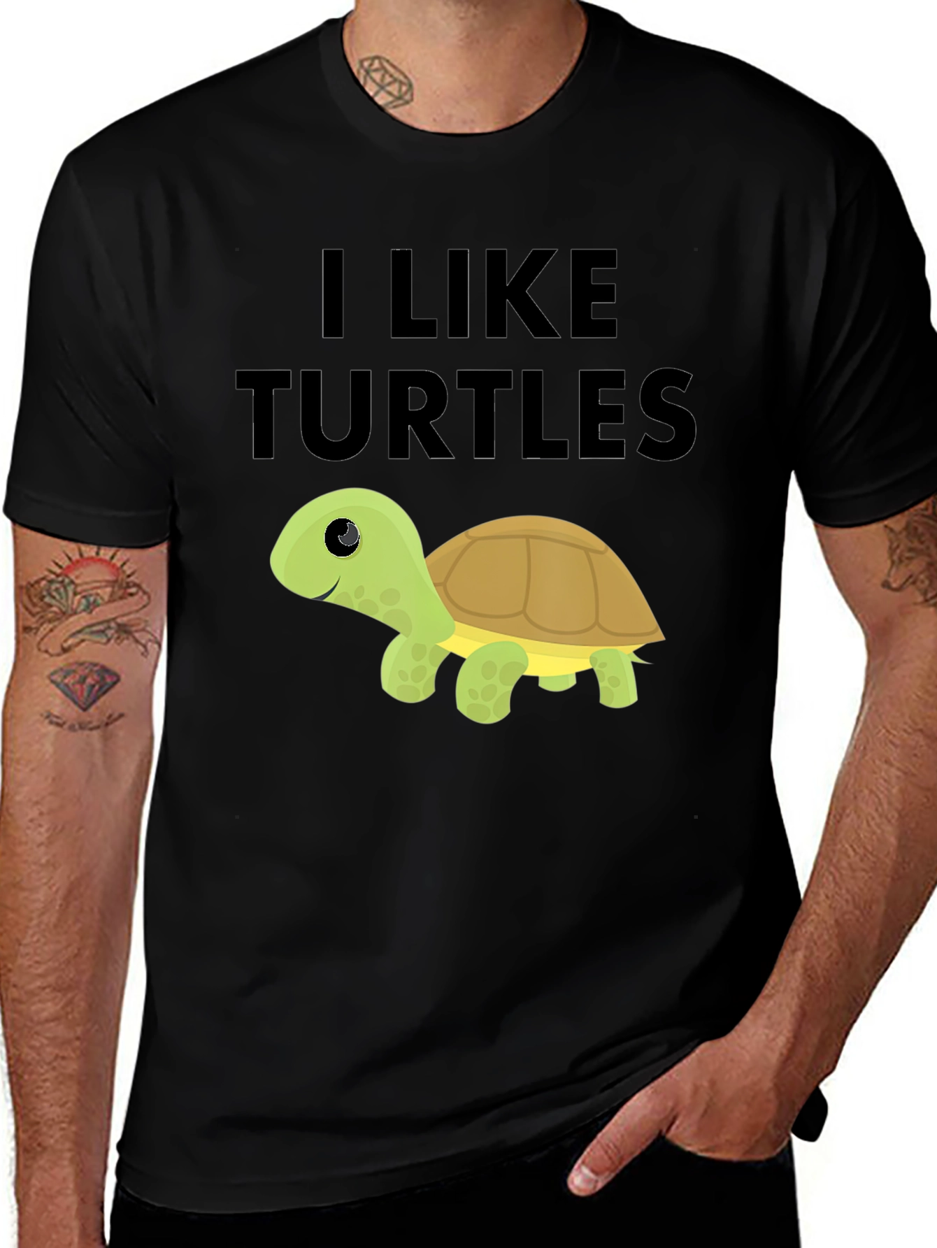 Variant 5 of I Like Turtles Black T-Shirt