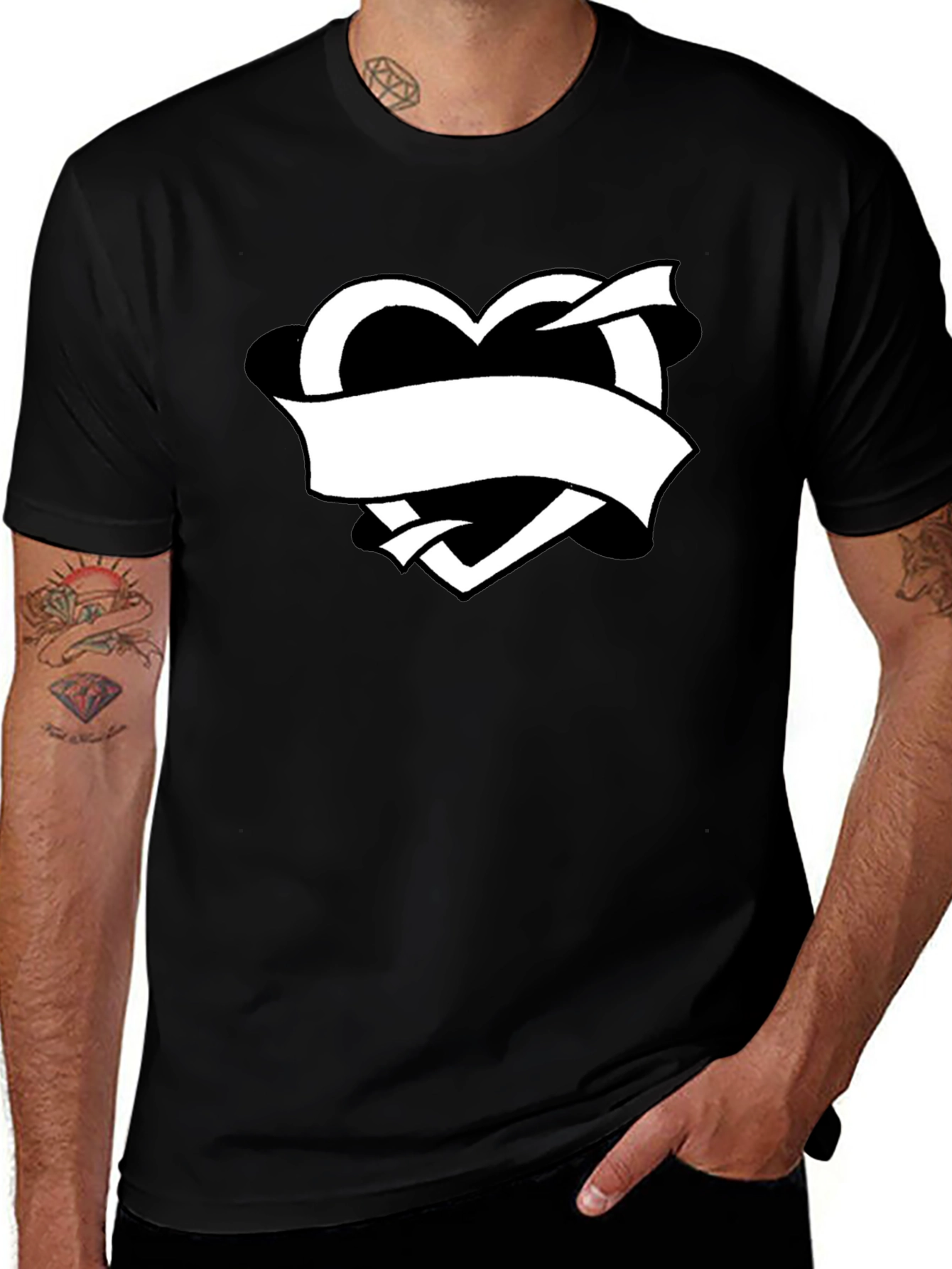 Variant 2 of Heart & Banner Graphic T-Shirt - Stylish & Unique Design