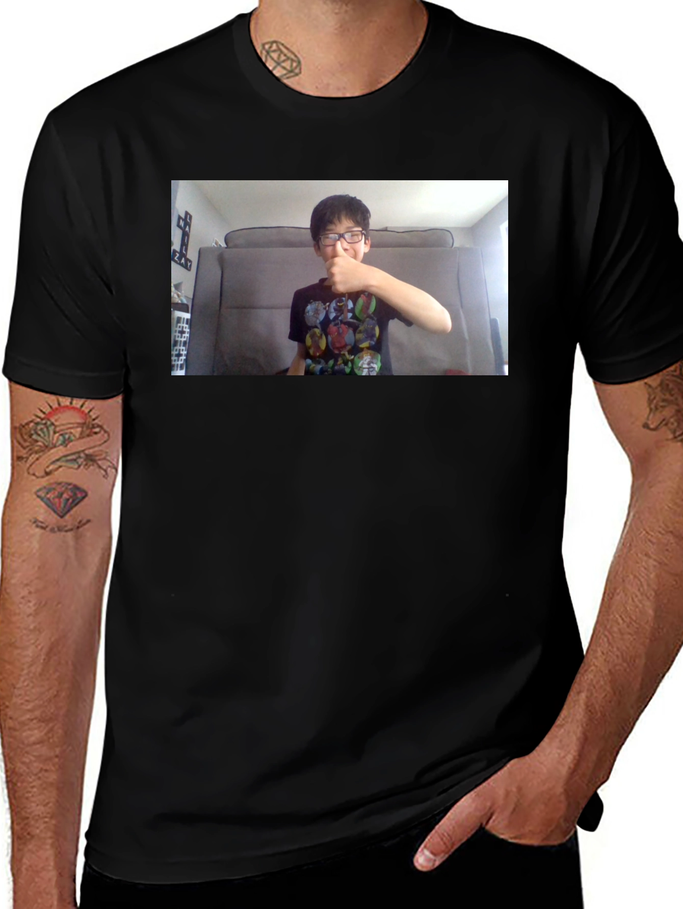 Variant 12 of Black T-Shirt with Custom Photo Print