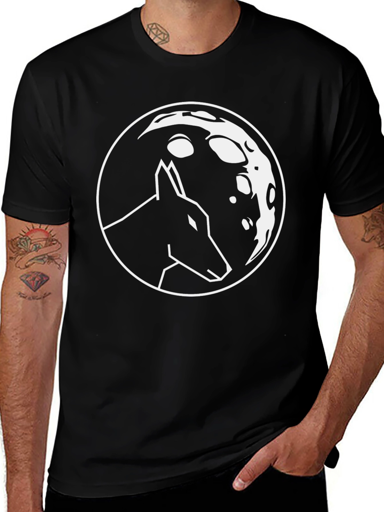 Variant 27 of Wolf Moon Graphic Tee - Stylish Black T-Shirt