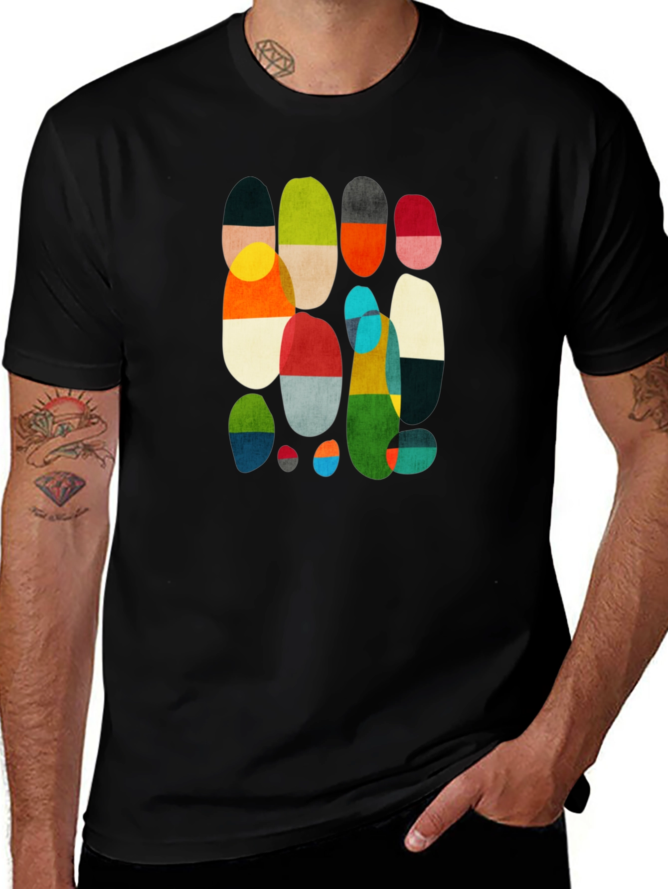 Variant 8 of Abstract Graphic Print Black T-Shirt