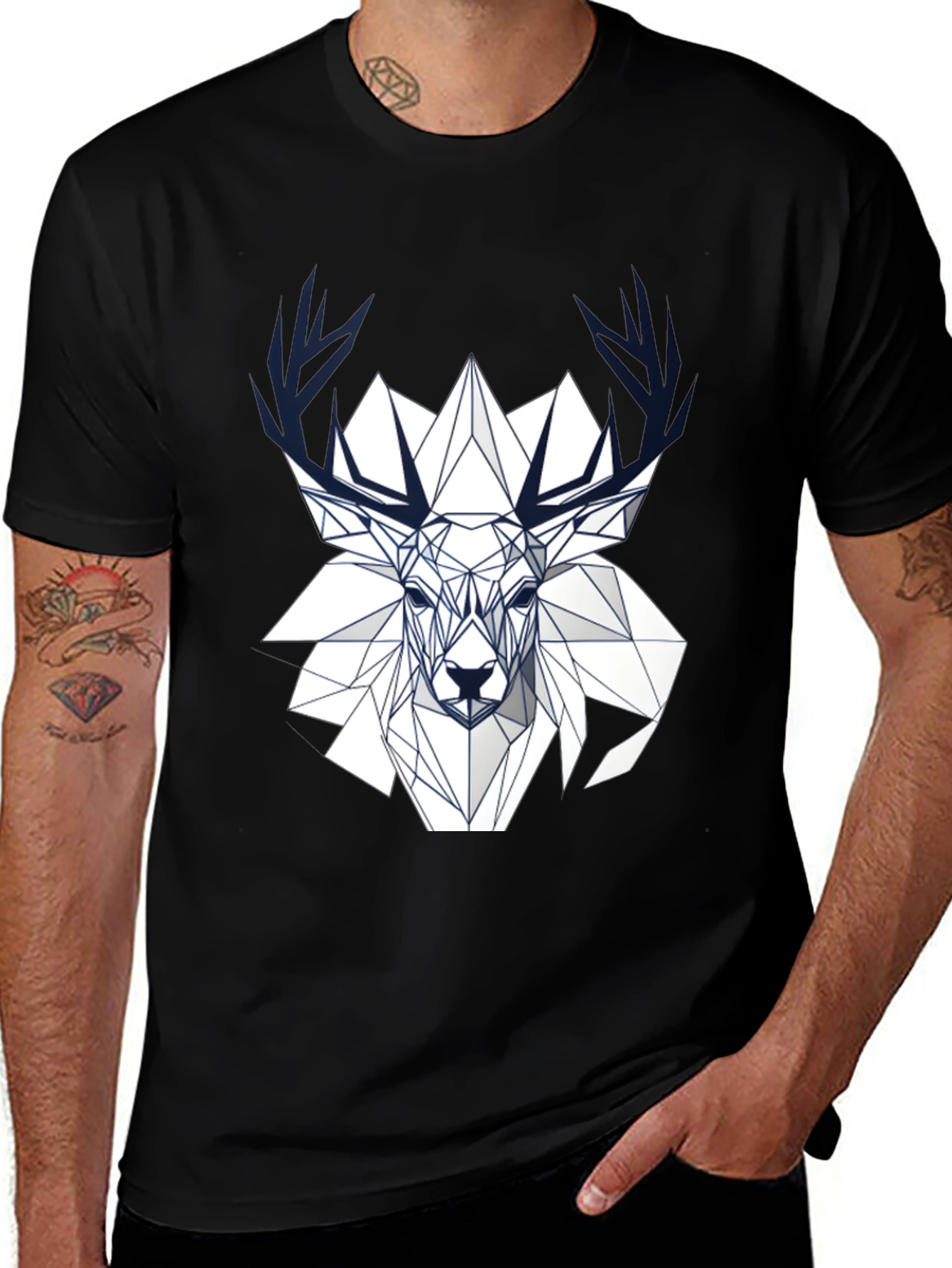 Variant 22 of Geometric Deer Graphic Tee - Modern Style