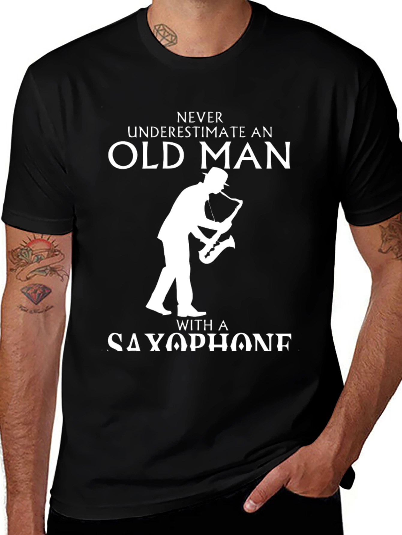 Variant 29 of Never Underestimate Old Man with Saxophone T-Shirt