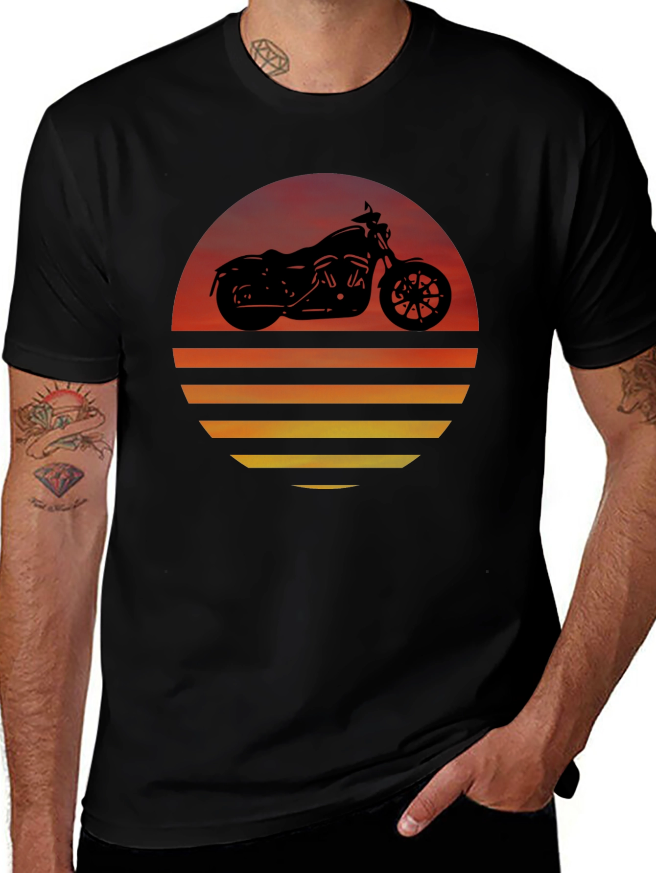 Variant 9 of Sunset Motorcycle Graphic Tee - Rider's Dream