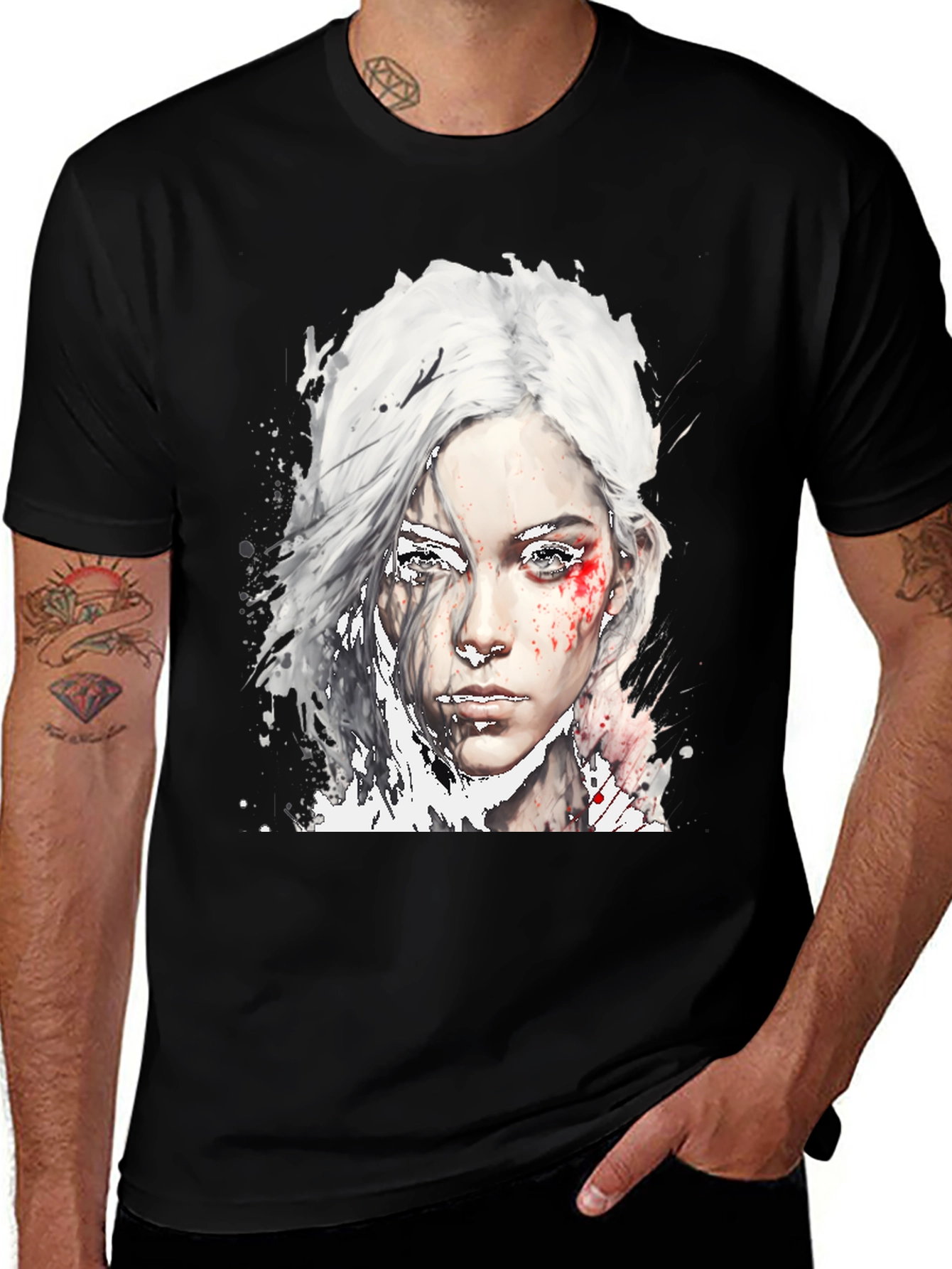Variant 28 of Watercolor Woman Graphic Black T-Shirt