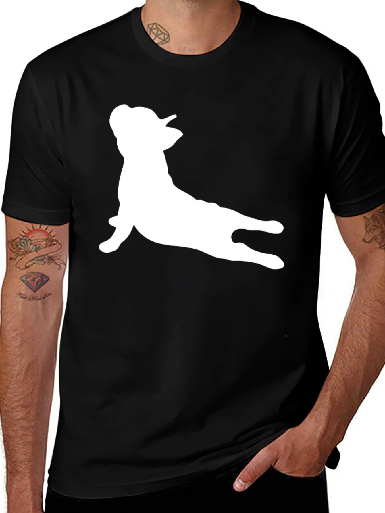 Variant 28 of Yoga Dog T-Shirt - Black Cotton Tee