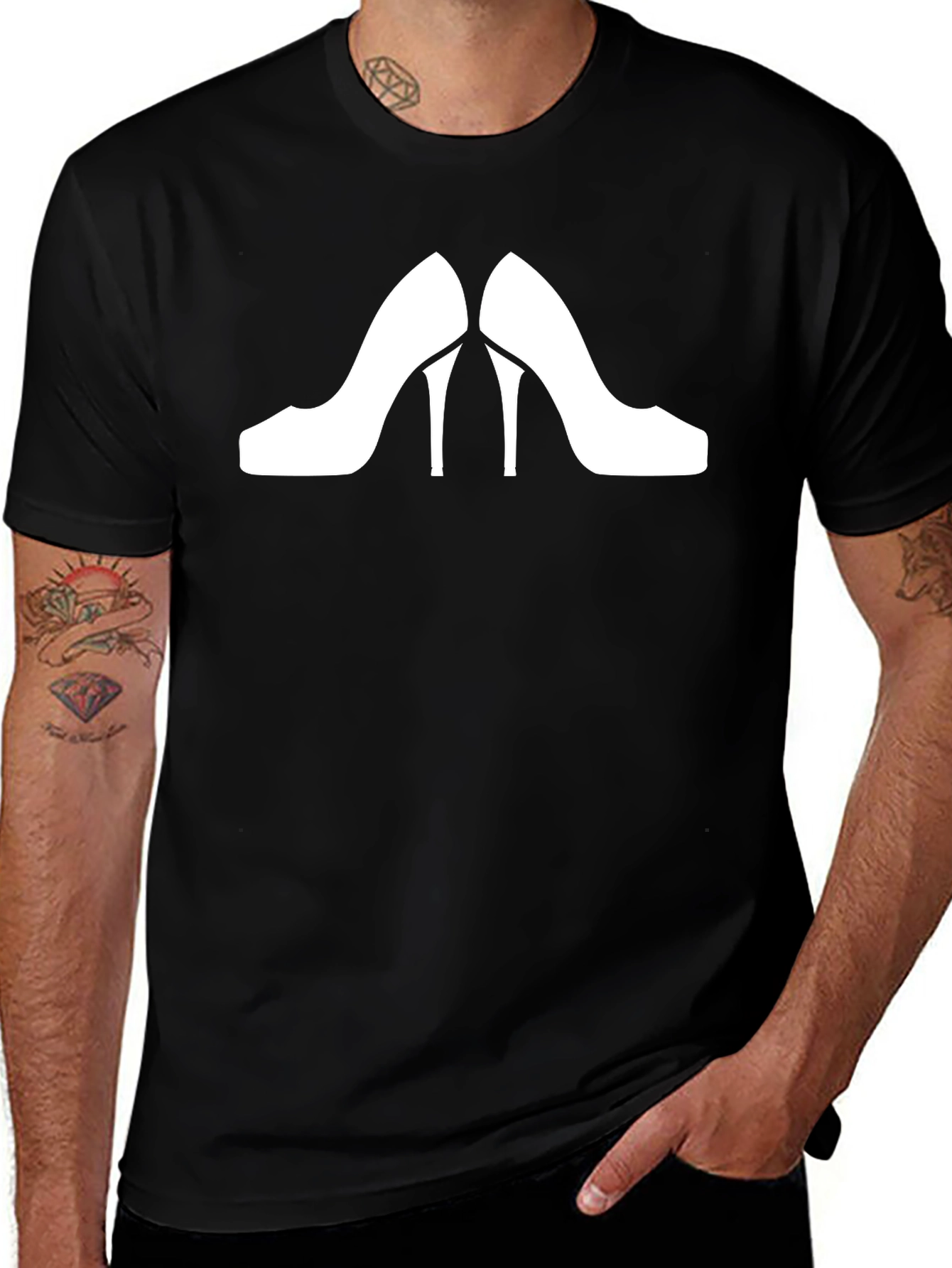 Stylish Heels Graphic Tee - Black