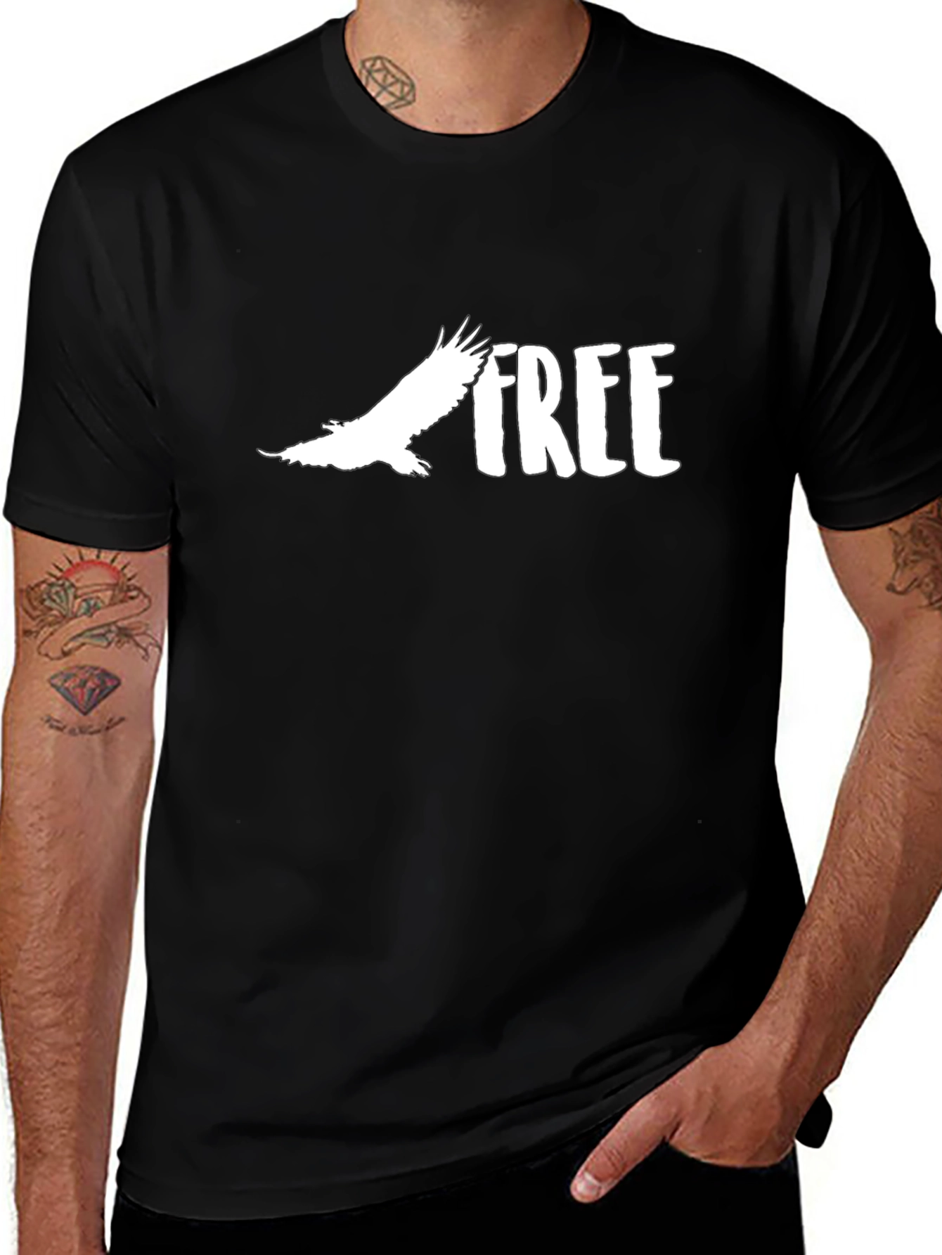 Variant 21 of Free Eagle Graphic Tee - Men's Black T-Shirt