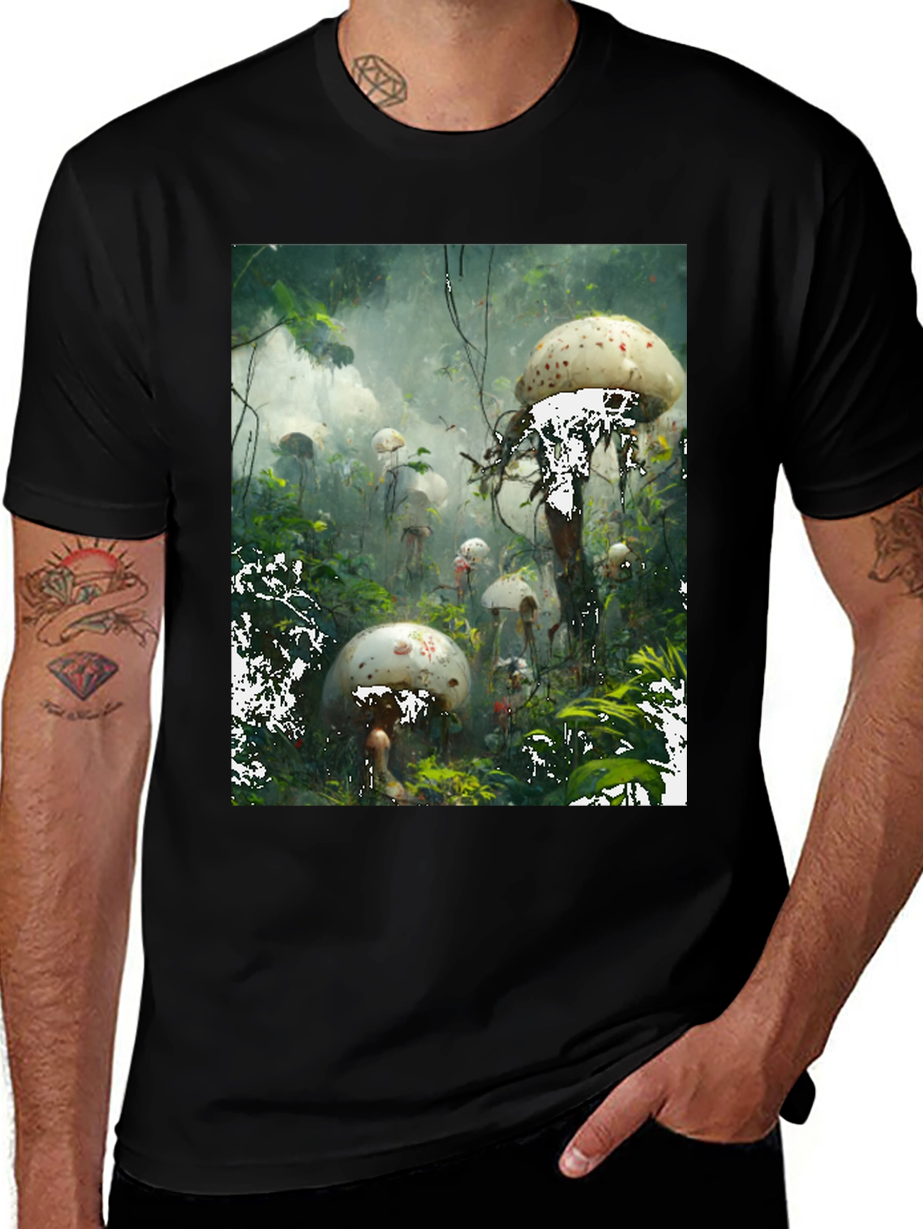 Variant 23 of Mushroom Forest Graphic Tee - Nature Inspired Print